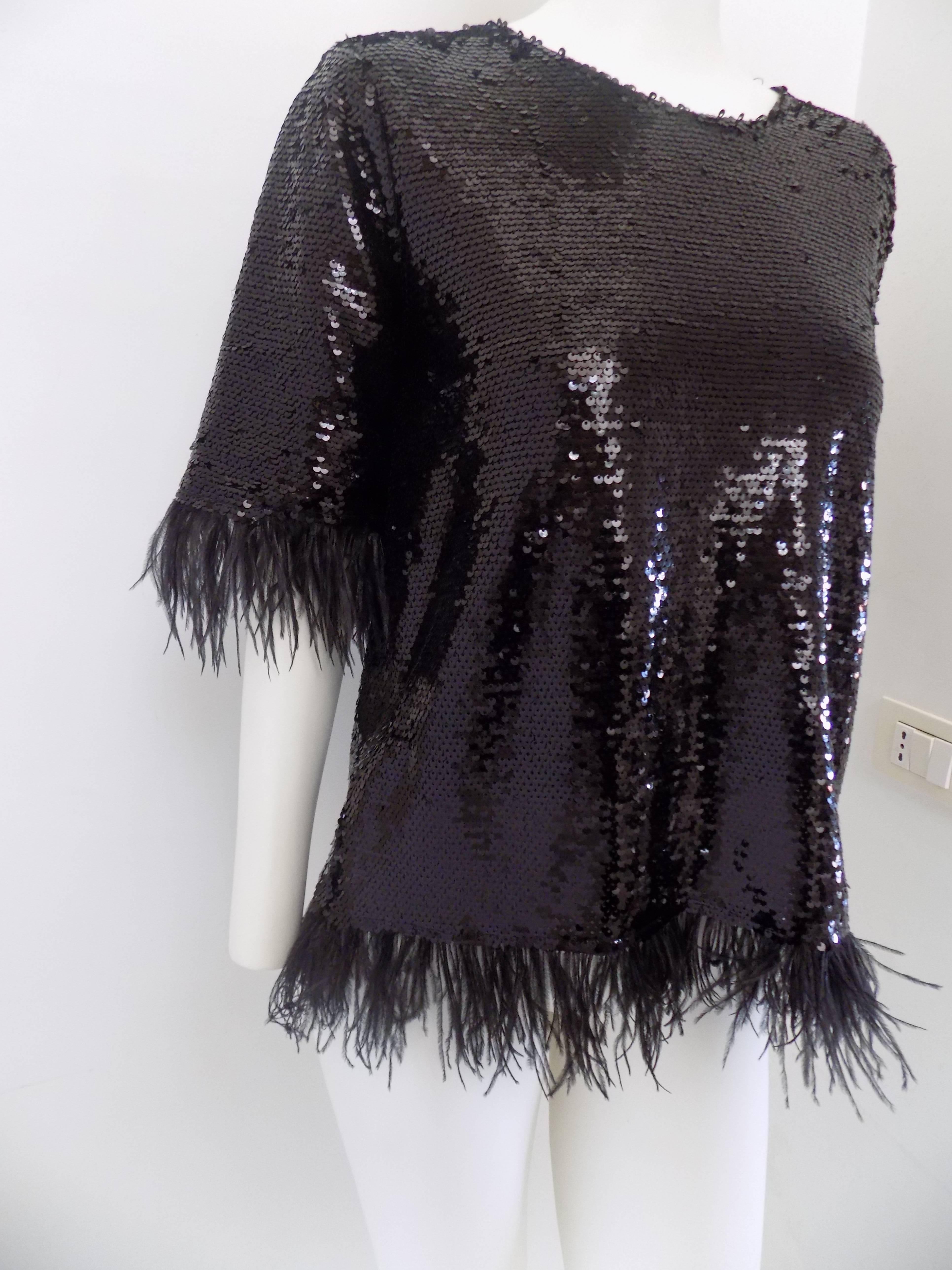 Black sequins shirt IVIVI totally made in italy in italian size range m/l
