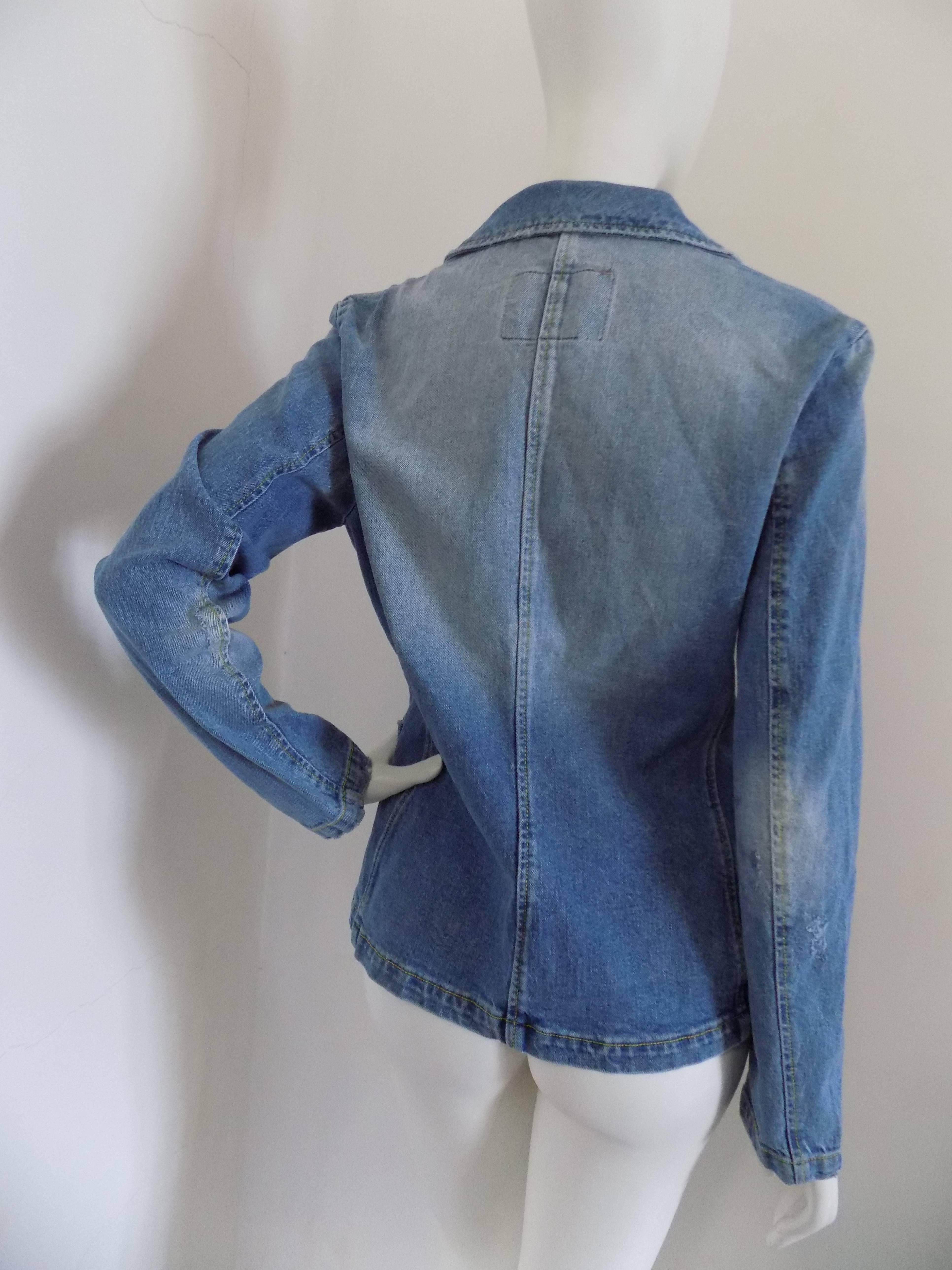Jo Kang limited edition cotton denim jacket In Excellent Condition In Capri, IT
