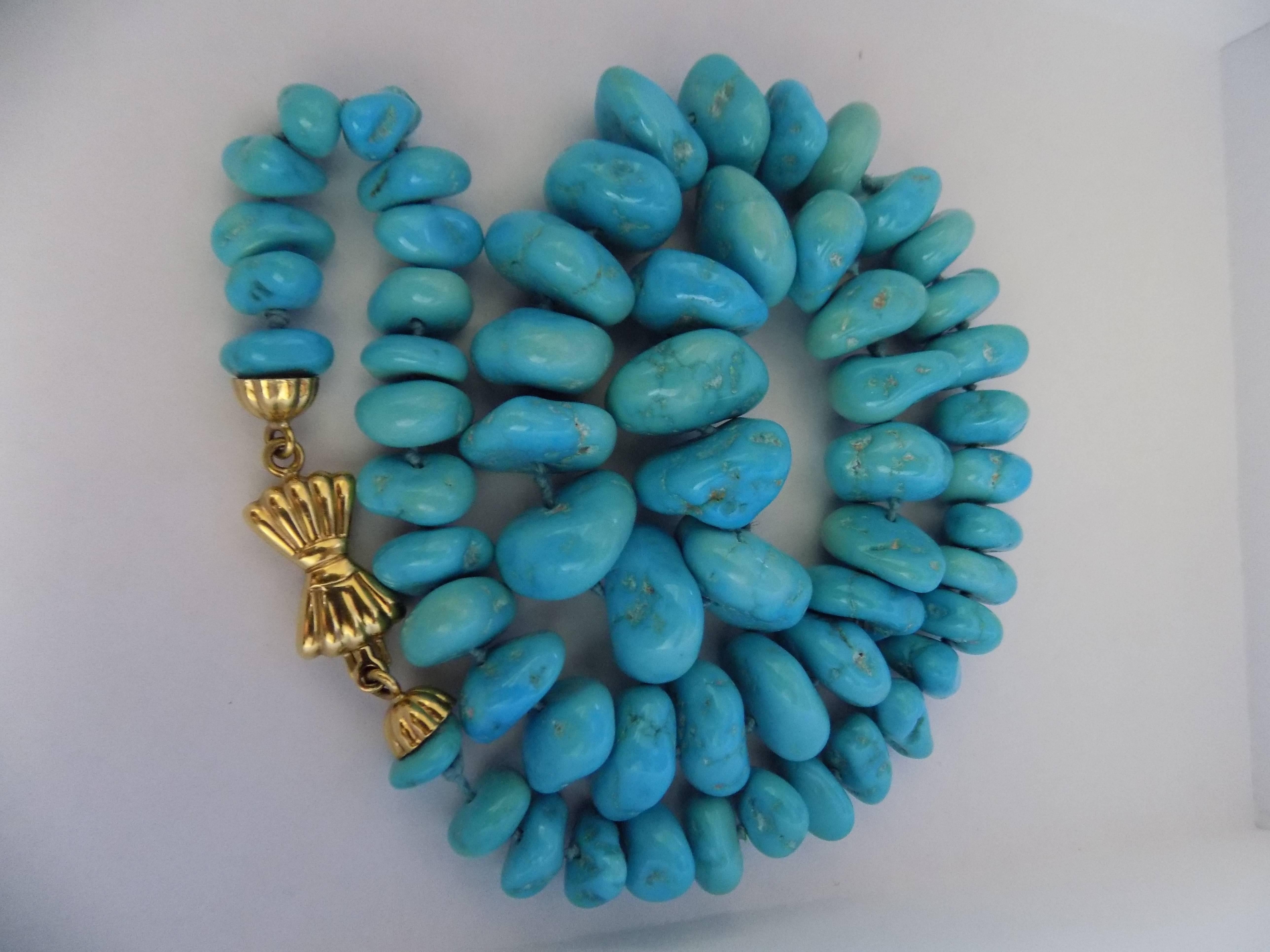 18kt Gold Turquoise Necklace In New Condition For Sale In Capri, IT