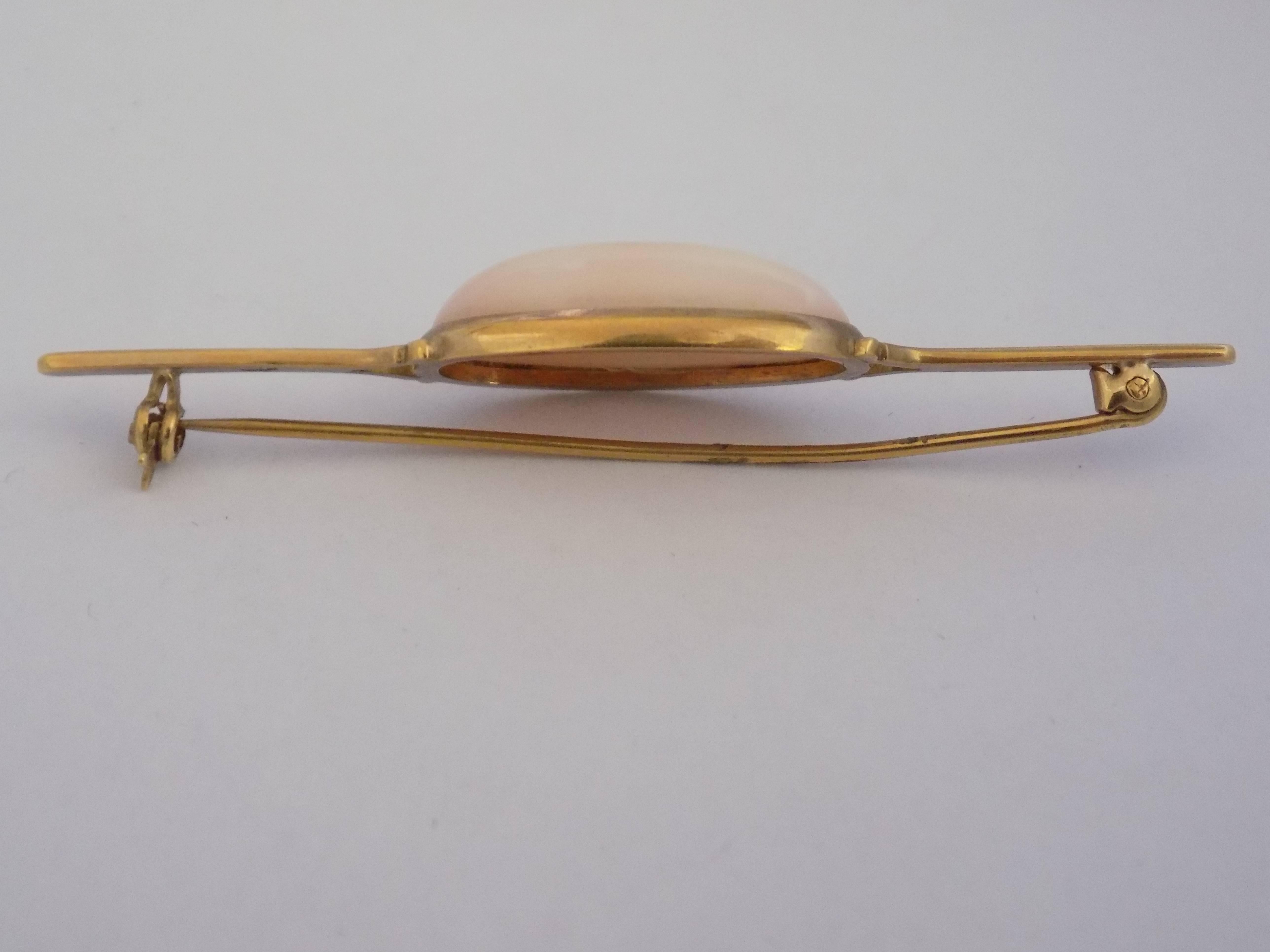 18kt Gold Pink Brooch Pin In New Condition In Capri, IT