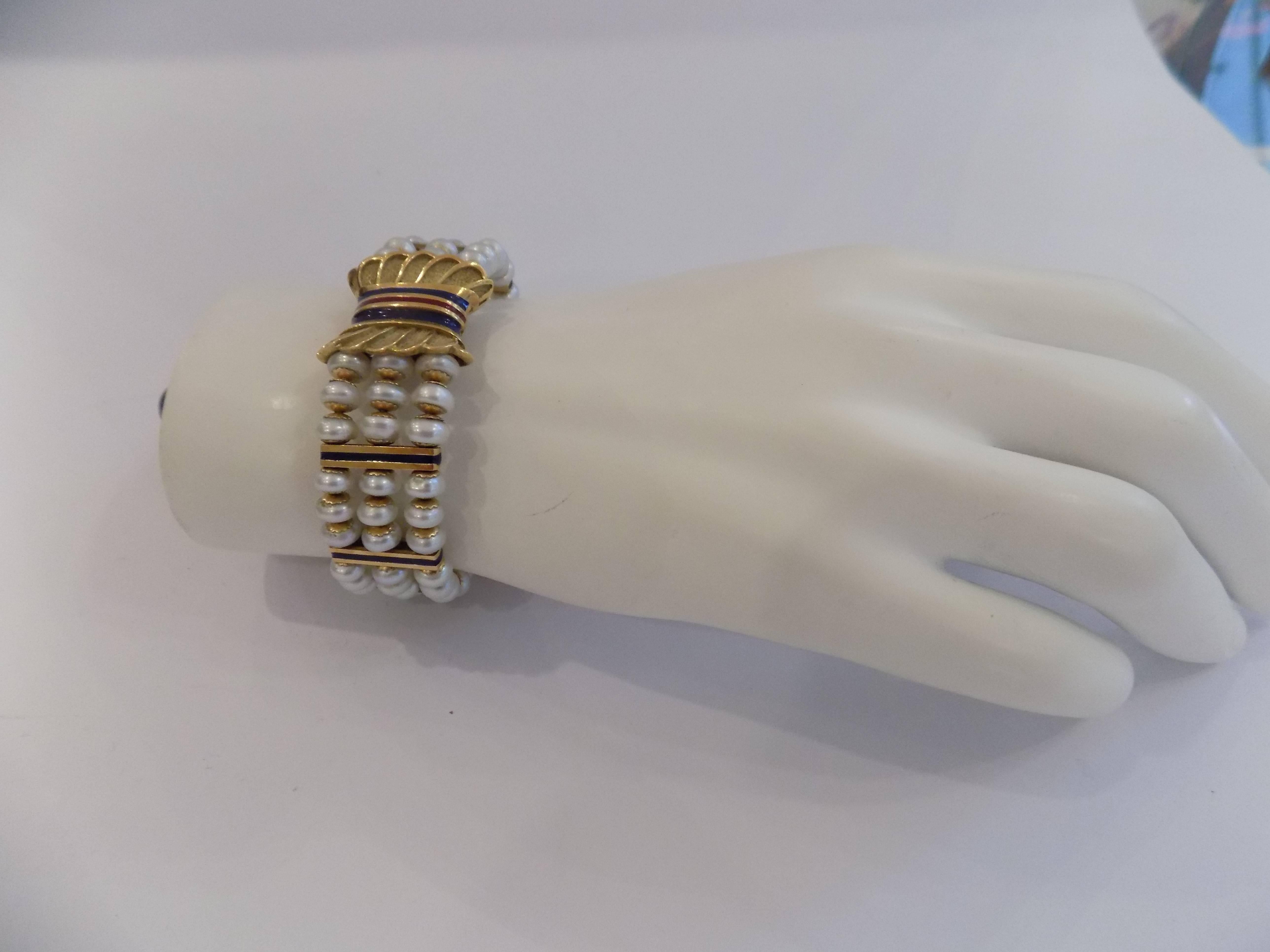 18kt Gold Pearl Bracelet In New Condition For Sale In Capri, IT