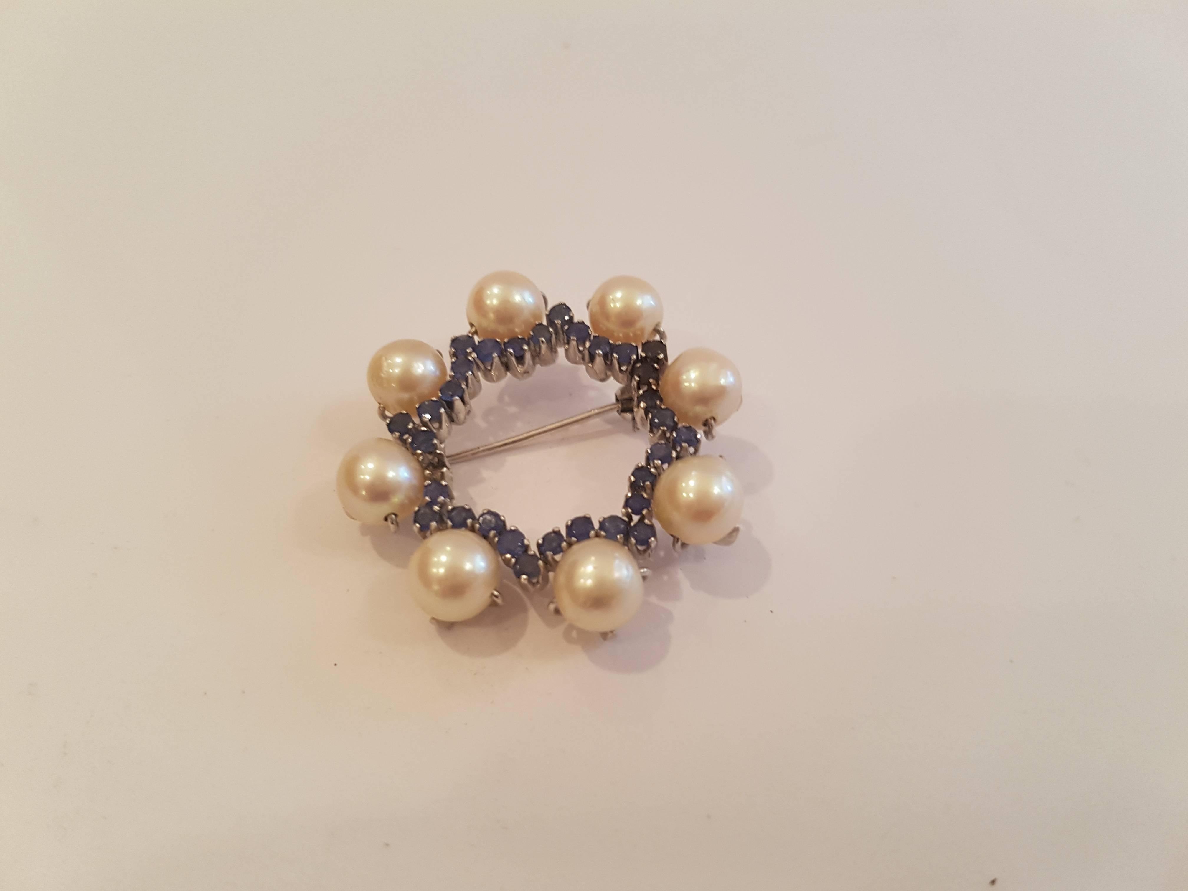 18kt White gold Pearl Pin In New Condition For Sale In Capri, IT