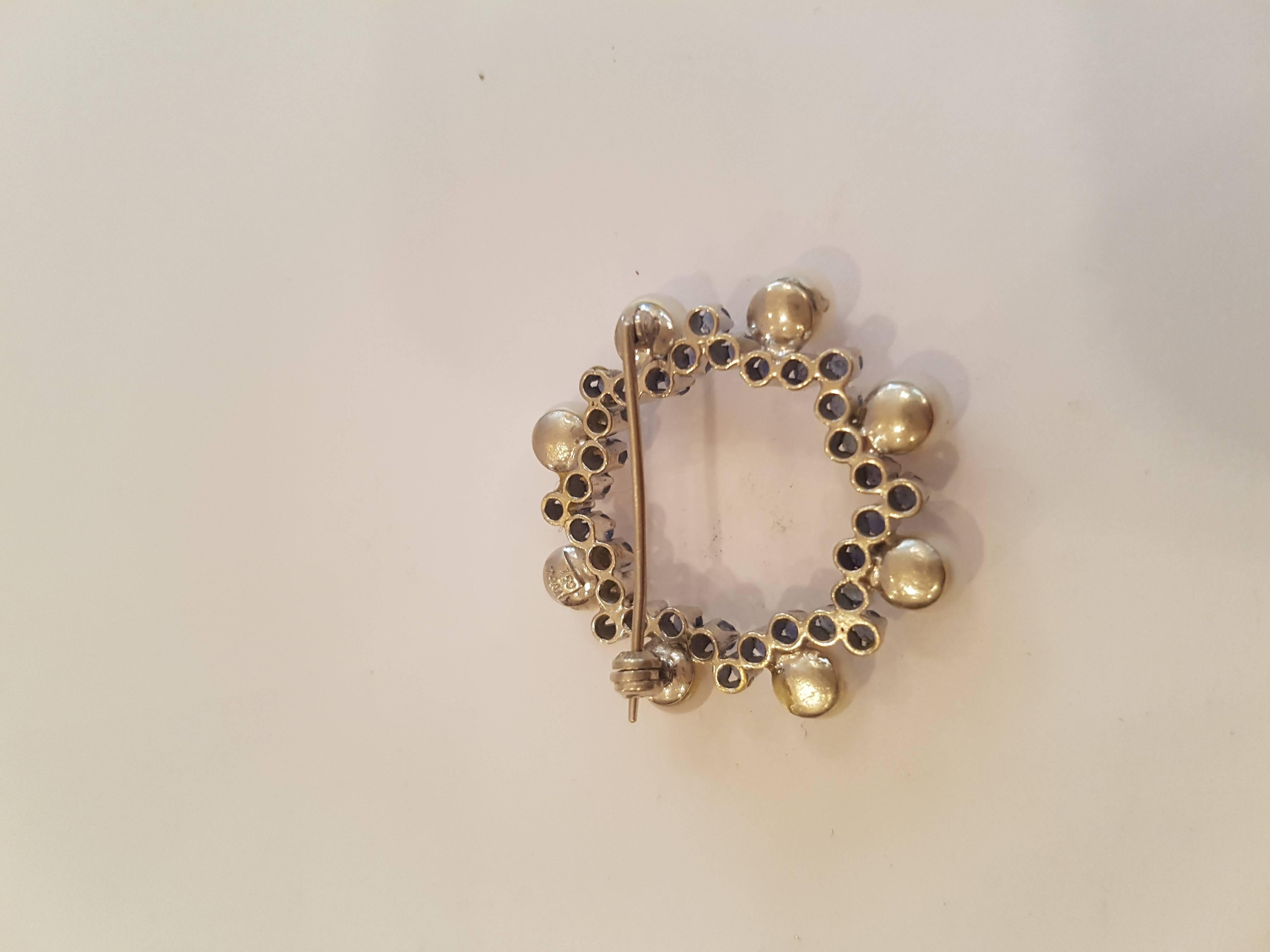 18kt Weißgold Perlen Pin
