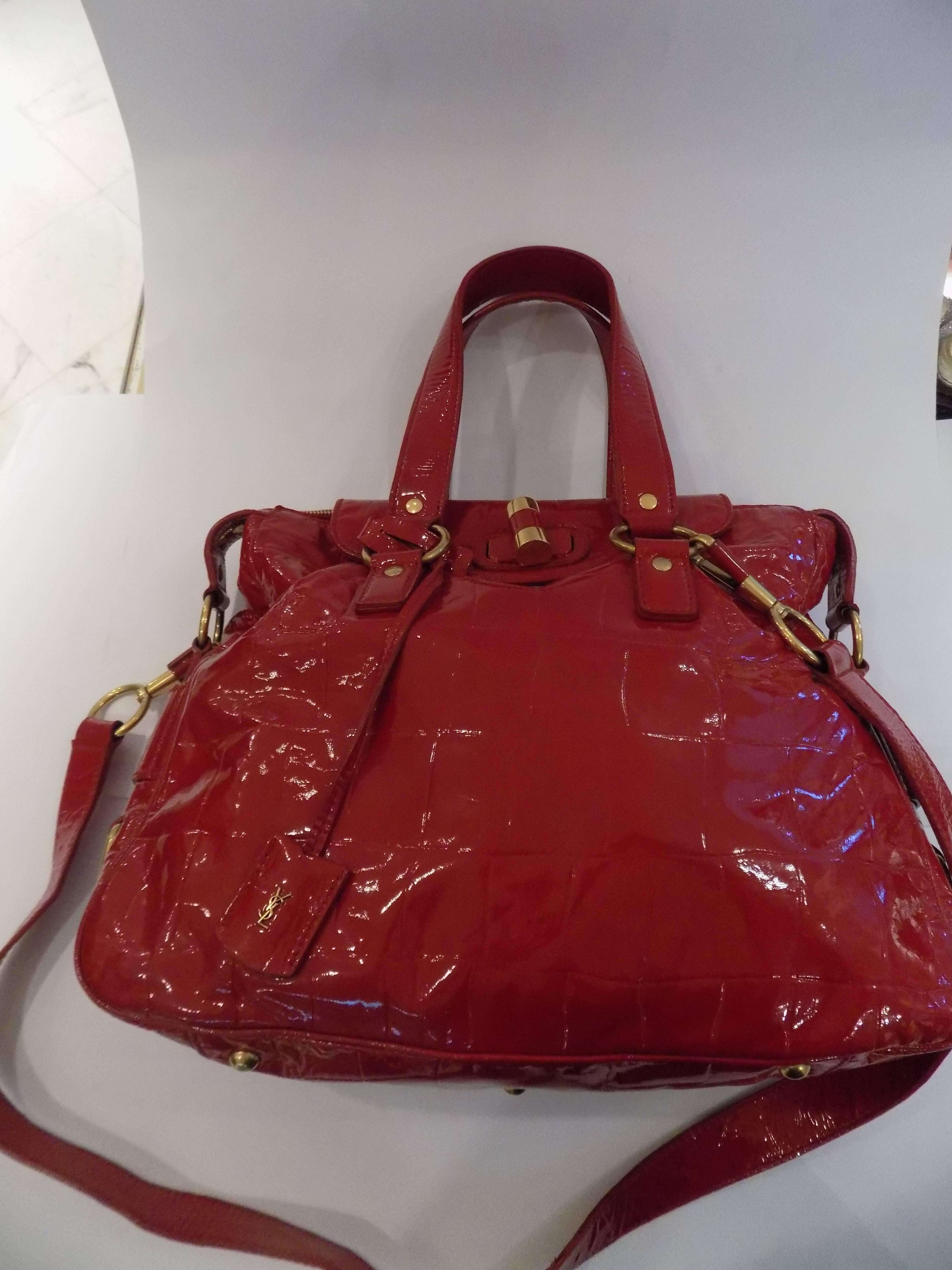 Women's Yves Saint Laurent Red Varnish Leather Bag
