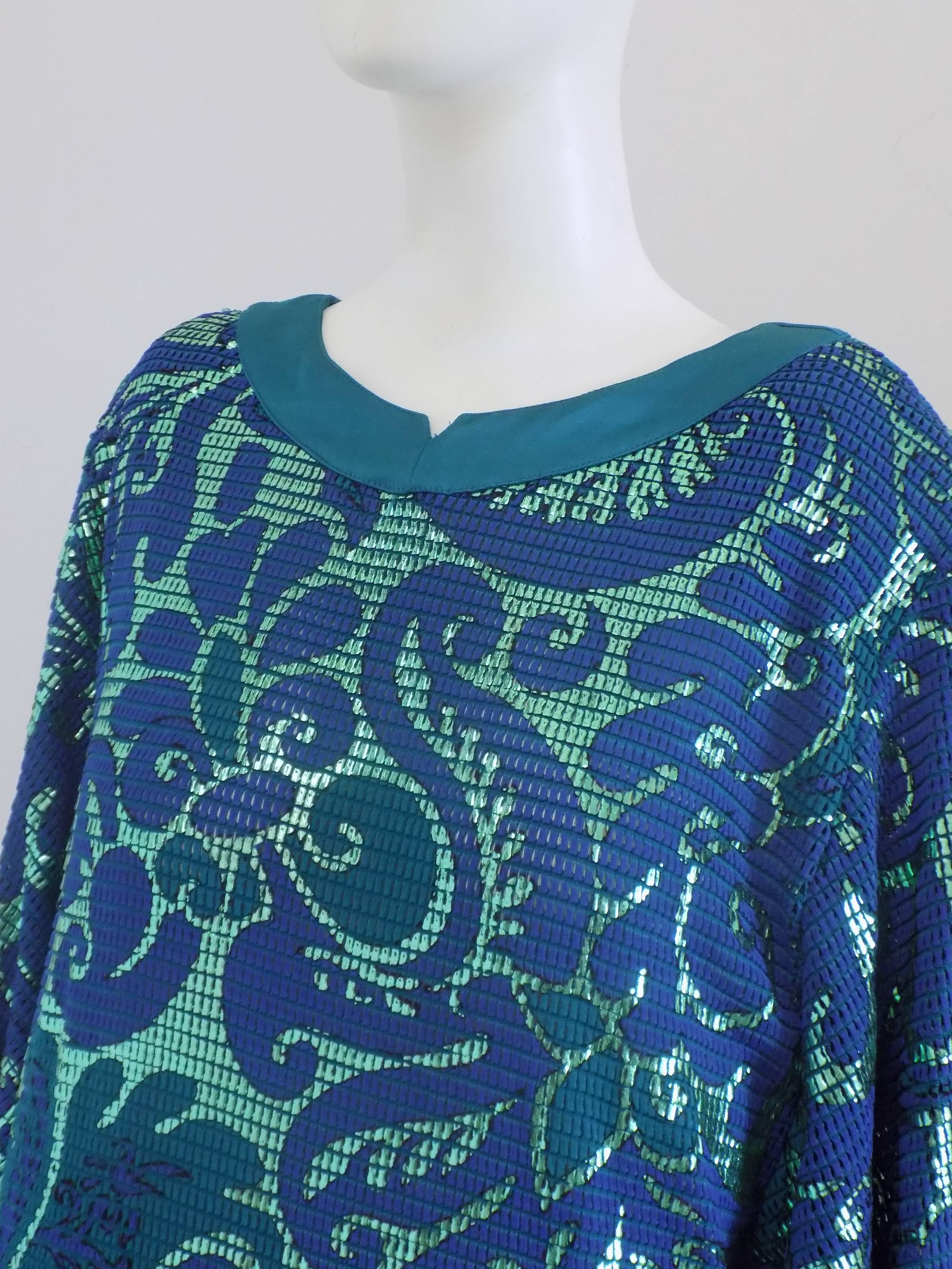 1980s Parah Green Blu long Dress In Excellent Condition In Capri, IT