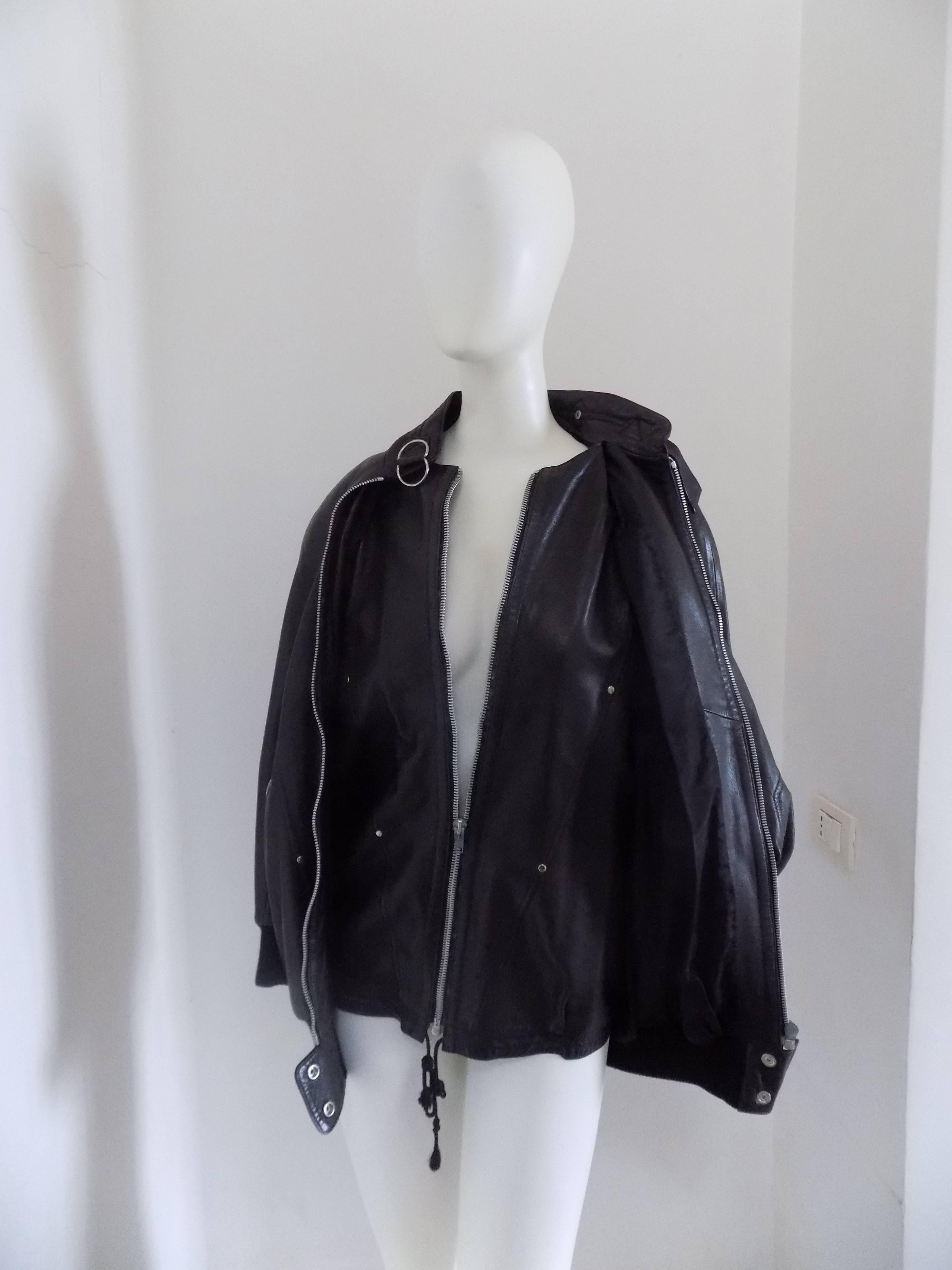 Women's 1980s Claude Montana Black Leather Jacket
