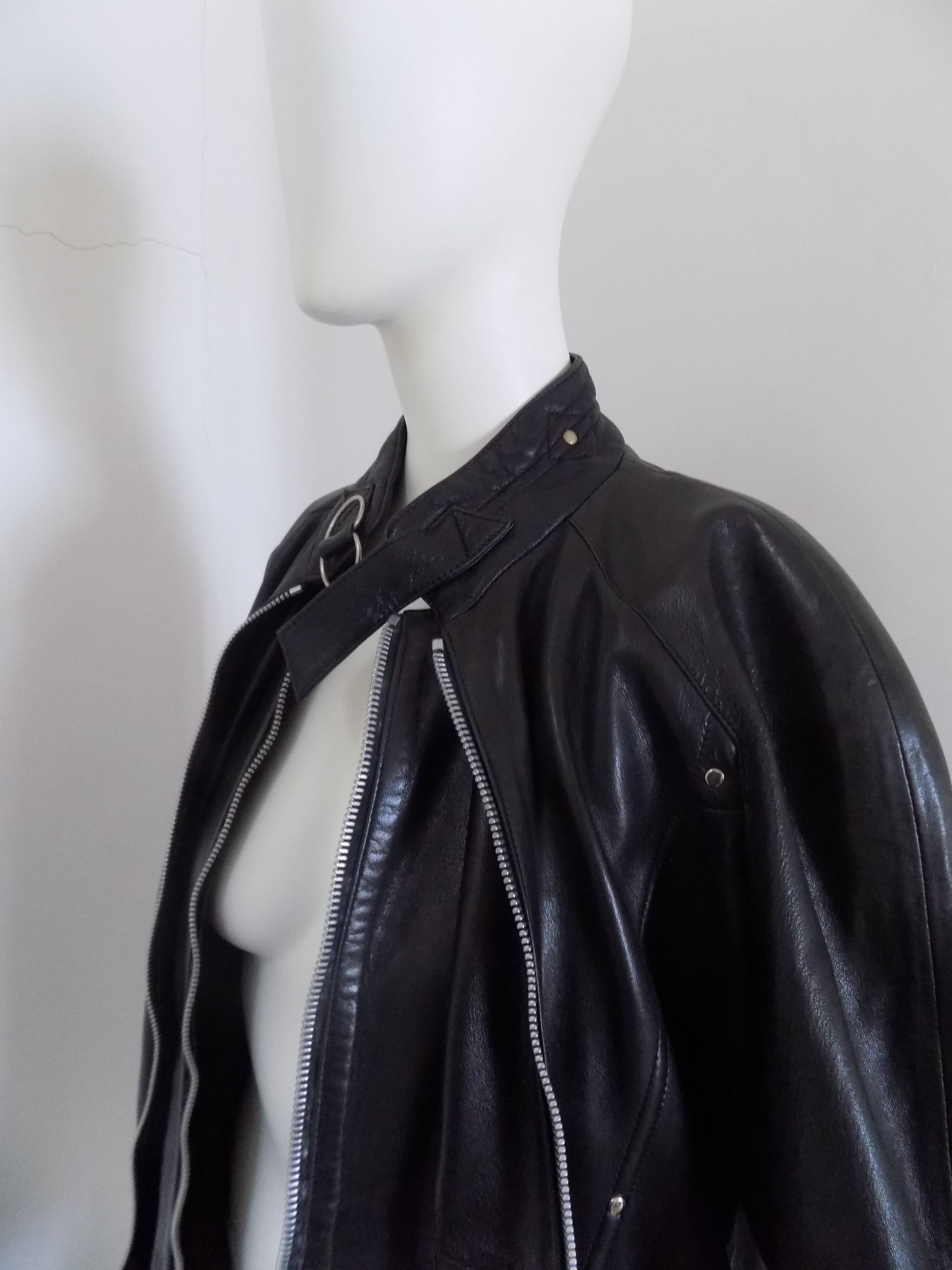 1980s Claude Montana Black Leather Jacket 2