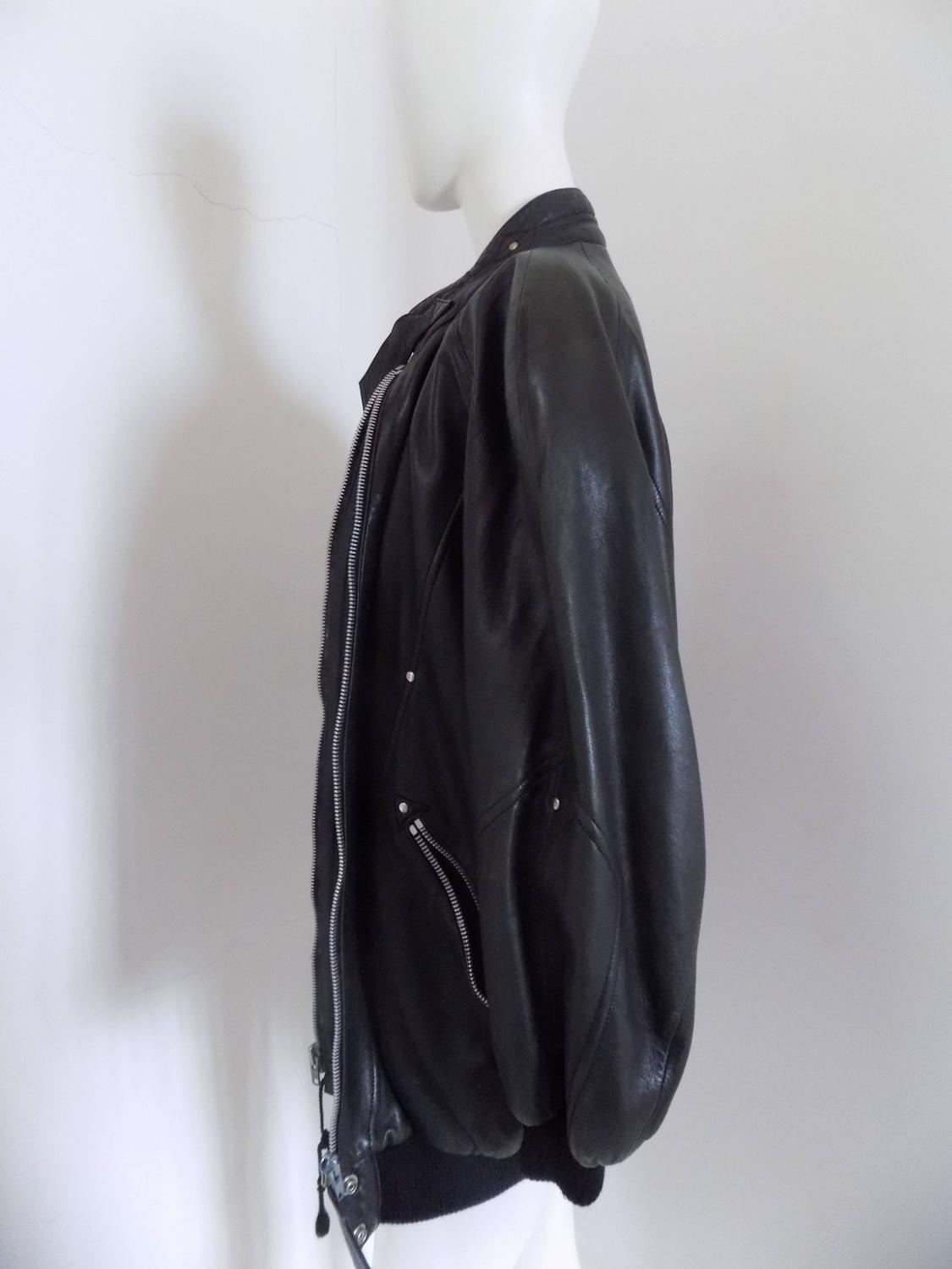 1980s Claude Montana Black Leather Jacket For Sale at 1stdibs