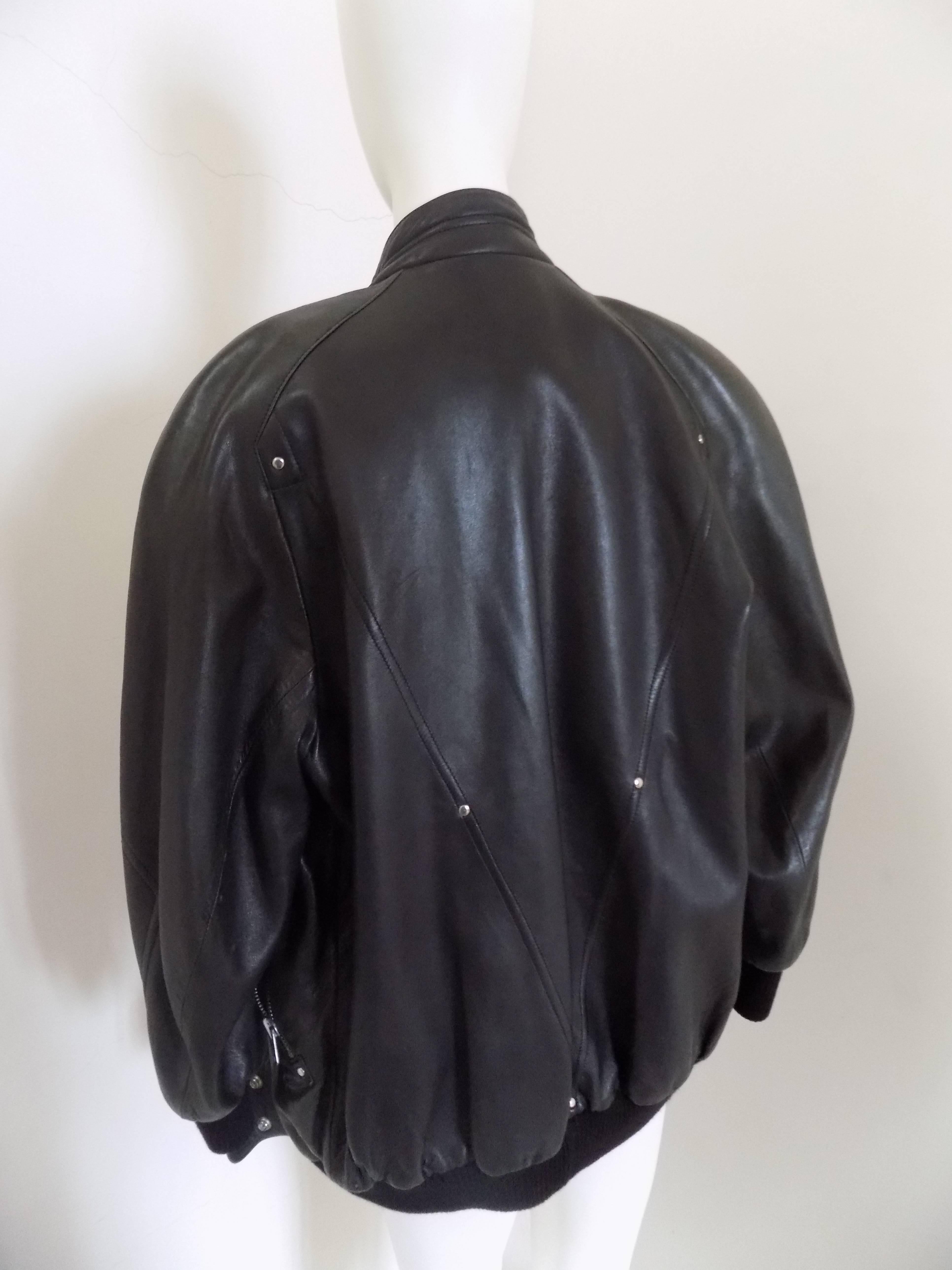 1980s Claude Montana Black Leather Jacket 4