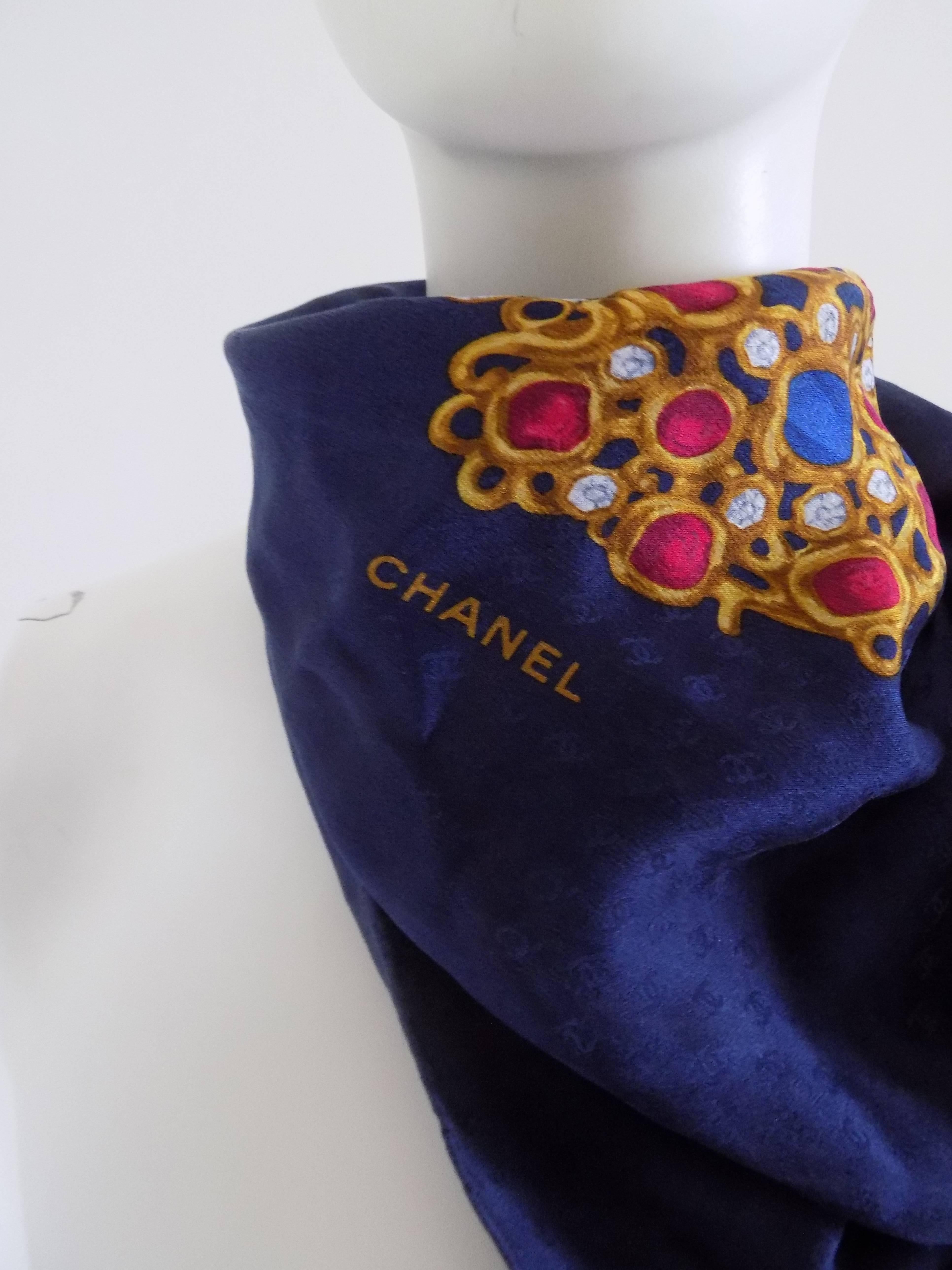 1990s Chanel Multicolour Jewel Foulard Scarf
Made in France