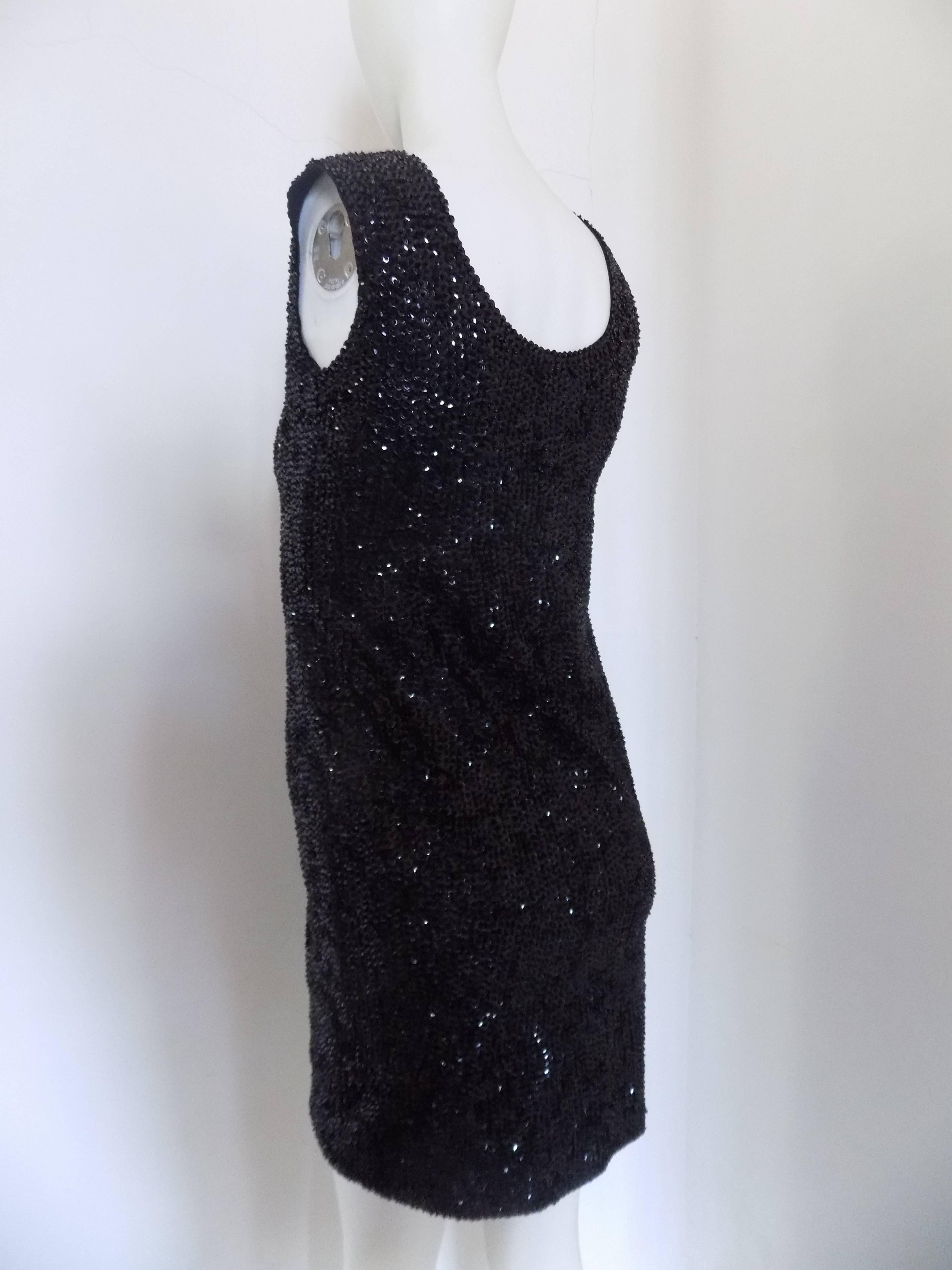 1980s Black Sequins Dress 2