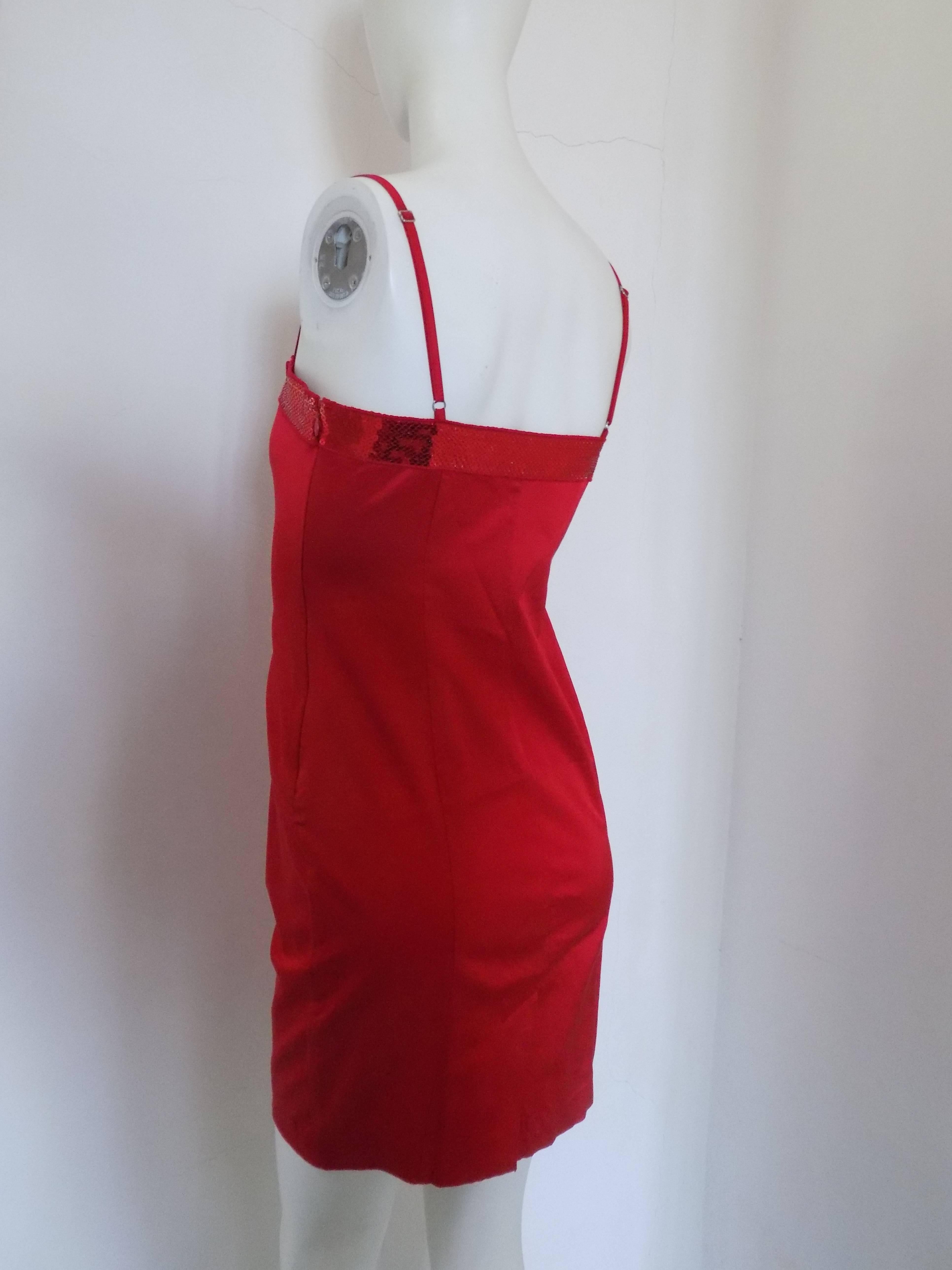 1990s Moschino Jeans red sequins dress For Sale 1