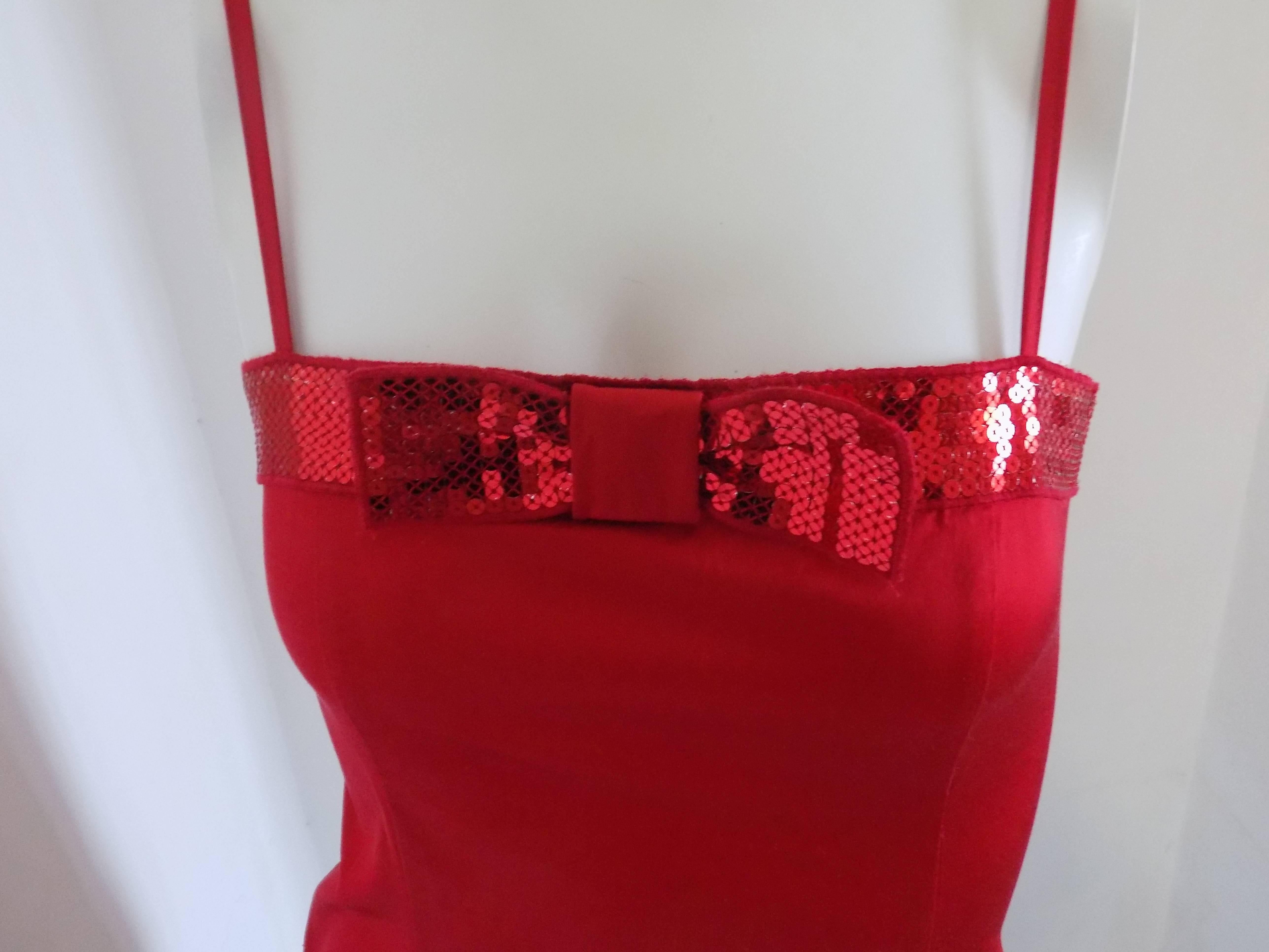 Red 1990s Moschino Jeans red sequins dress For Sale