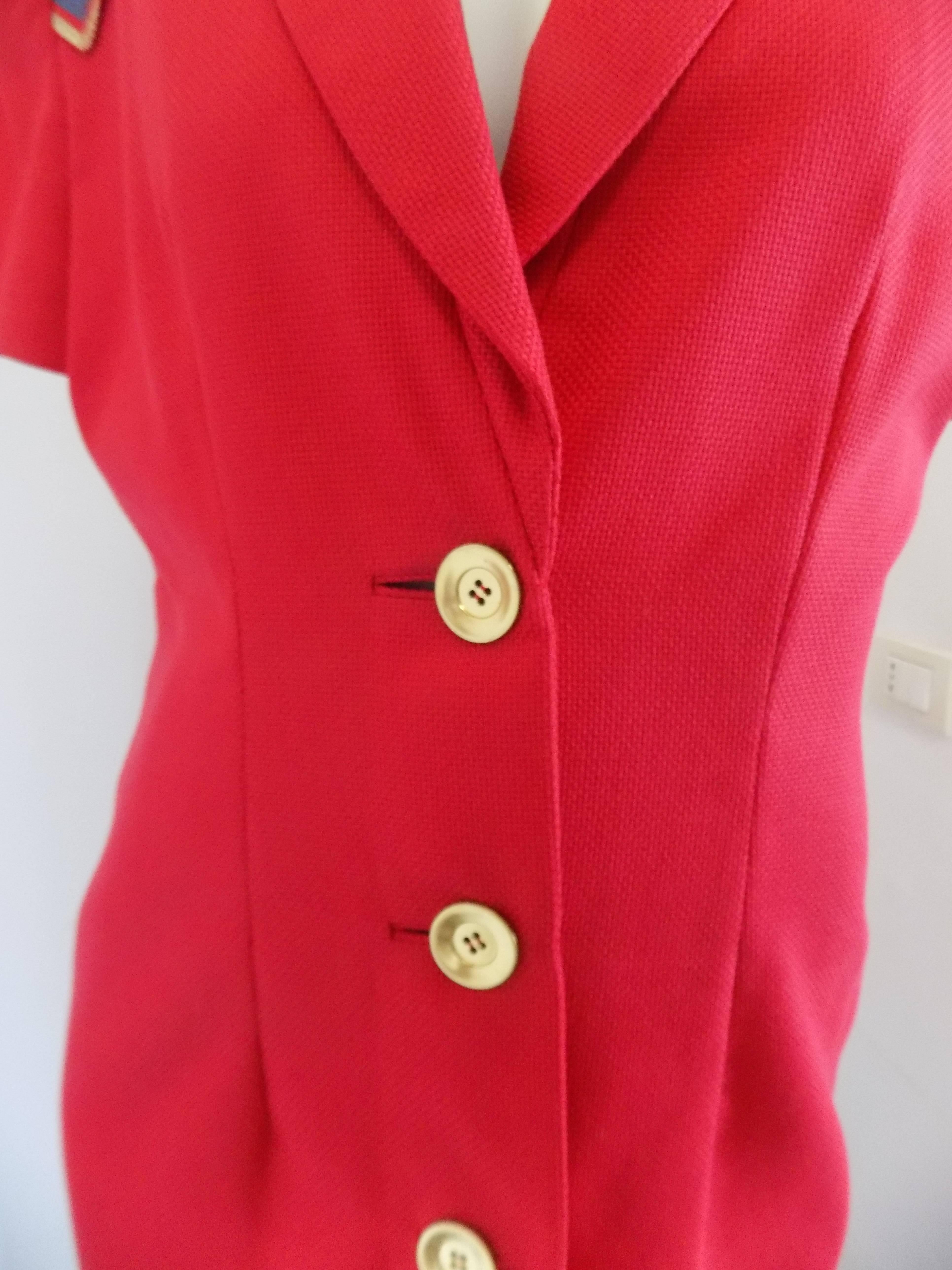 1980s Gai Mattiolo Couture Red Jacket 3