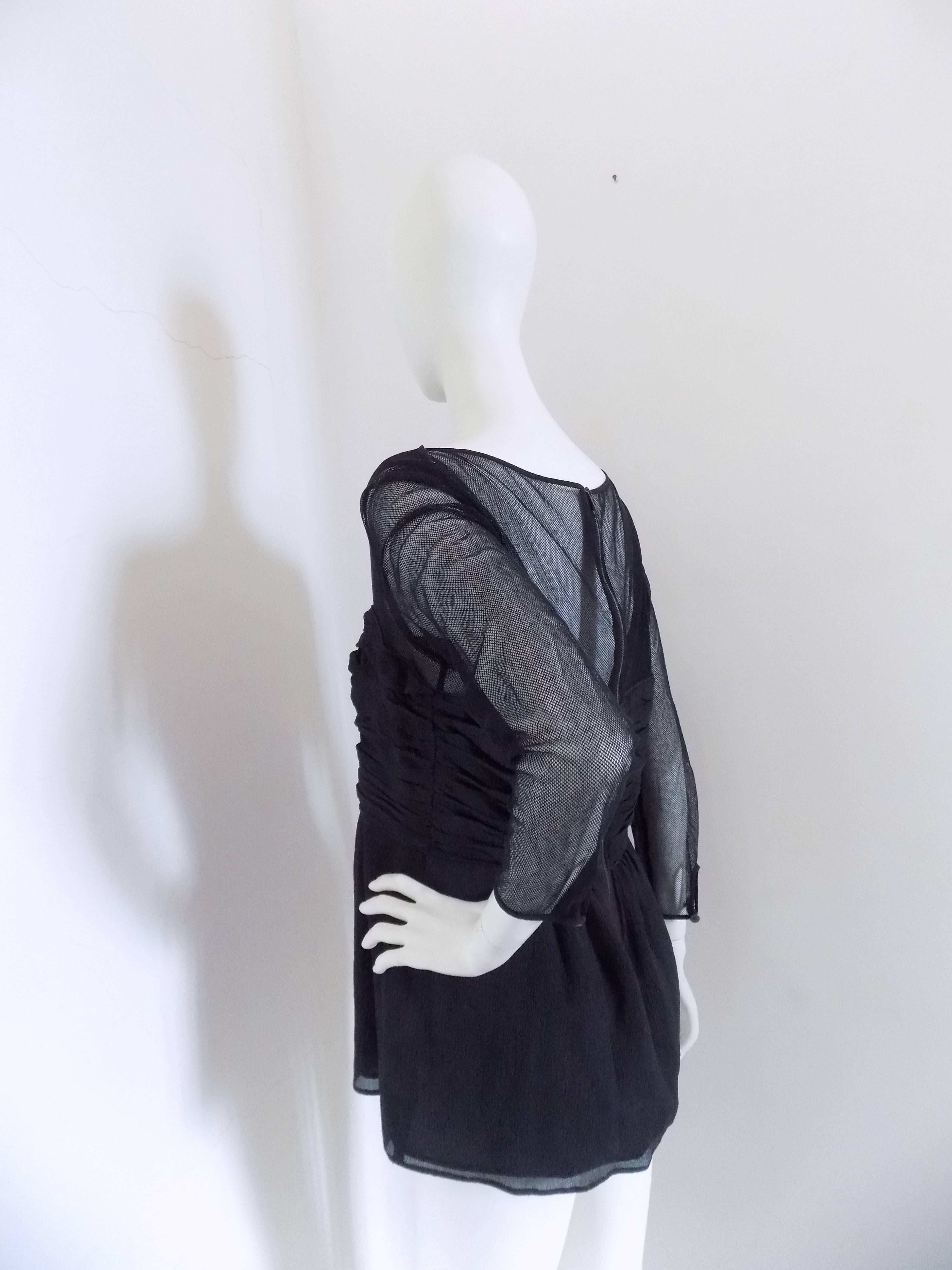 Black 1990s Burberry black see through shirt