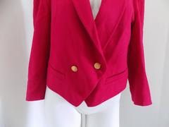 Vintage Gaddi's 1980s Women's Fucsia Cashmere Jacket with Gold Buttons