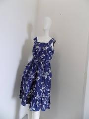 1980s Blu White Flower Dress