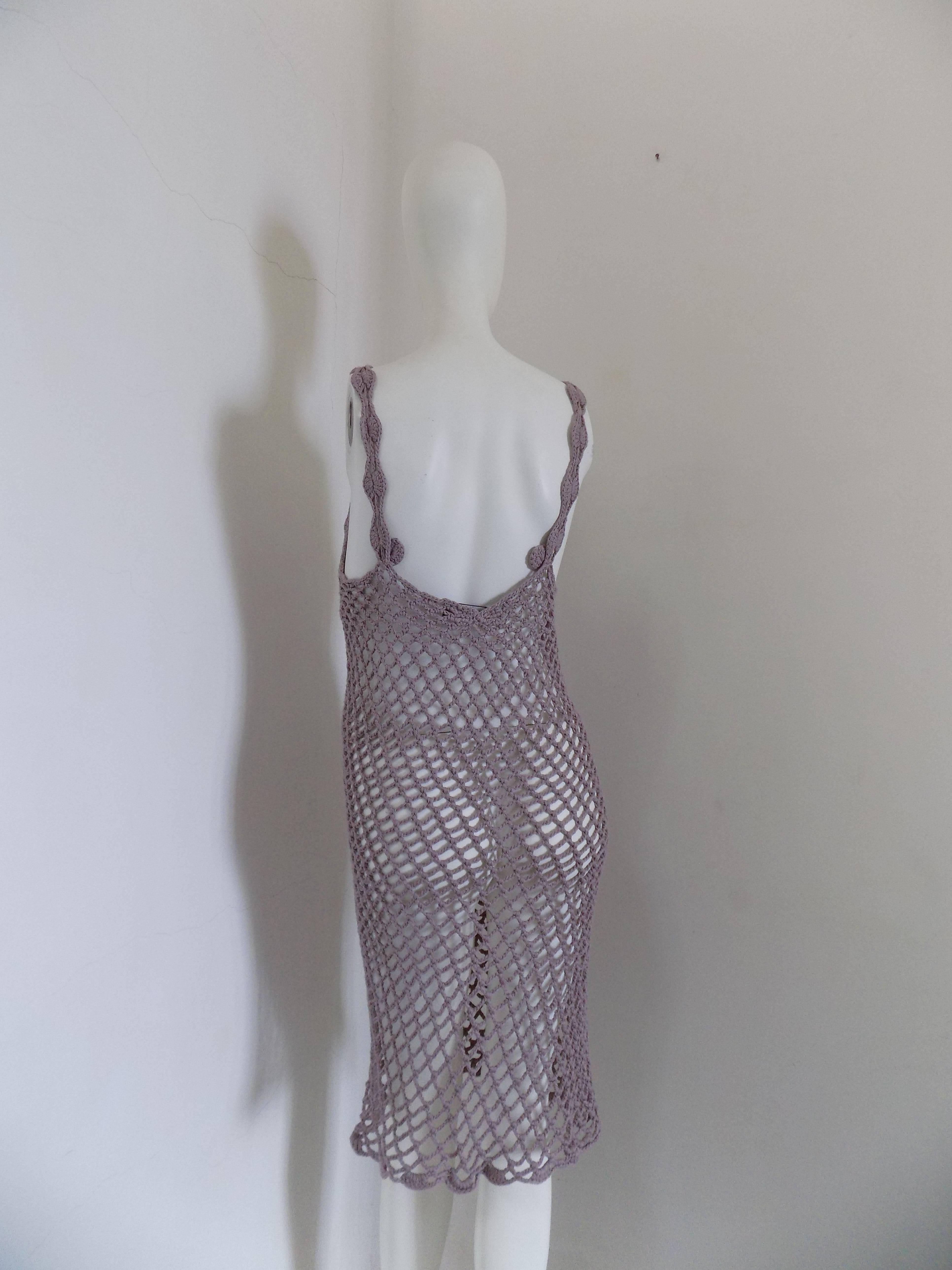 Gray 1990s Replay knitwear light purple handmade see through dress