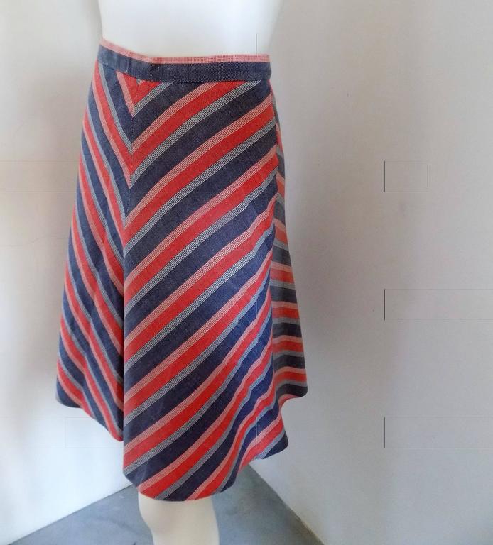 Light Blu and red long skirt For Sale at 1stDibs