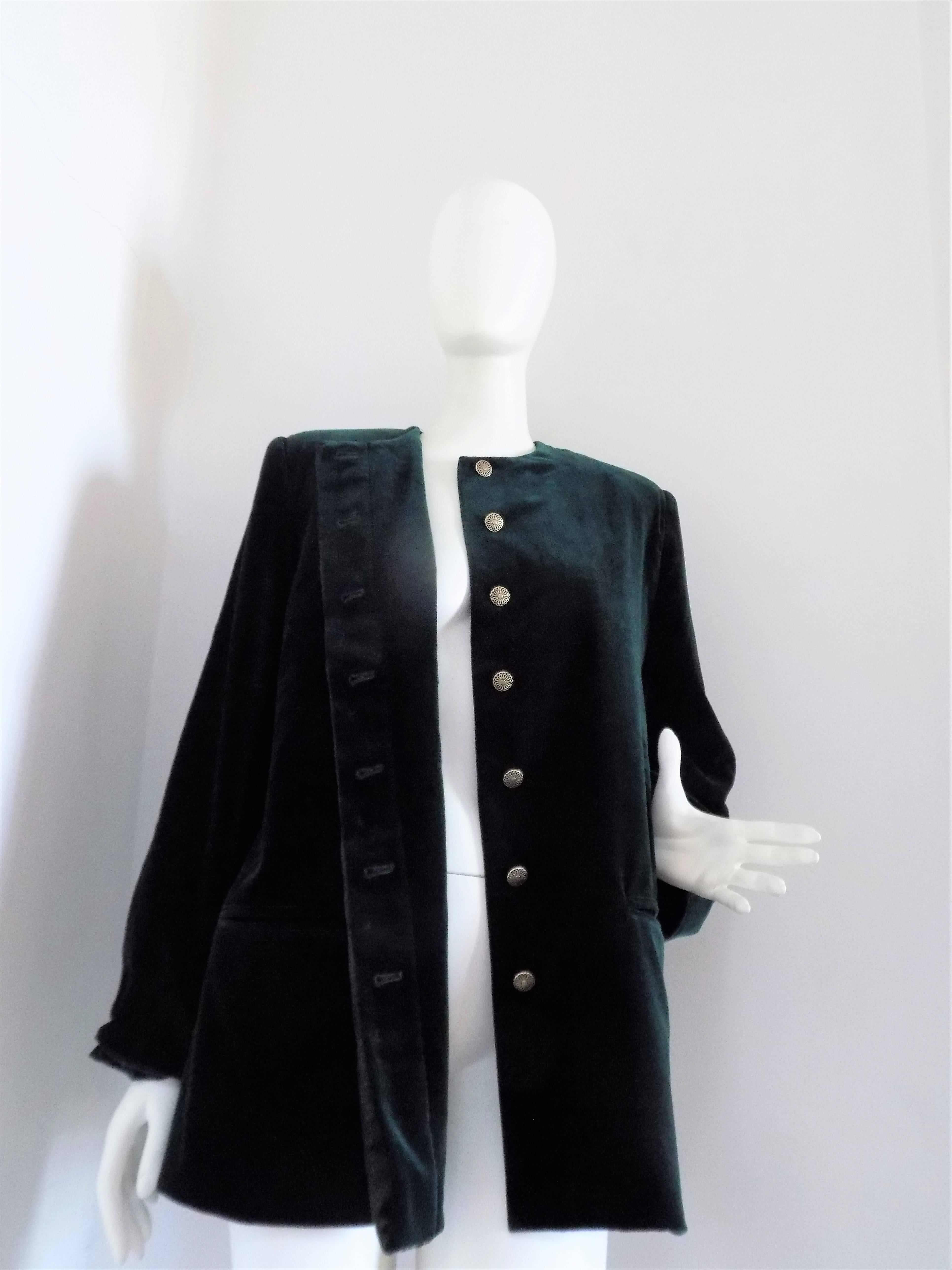 Black Gossi Green Velvet Jacket  For Sale