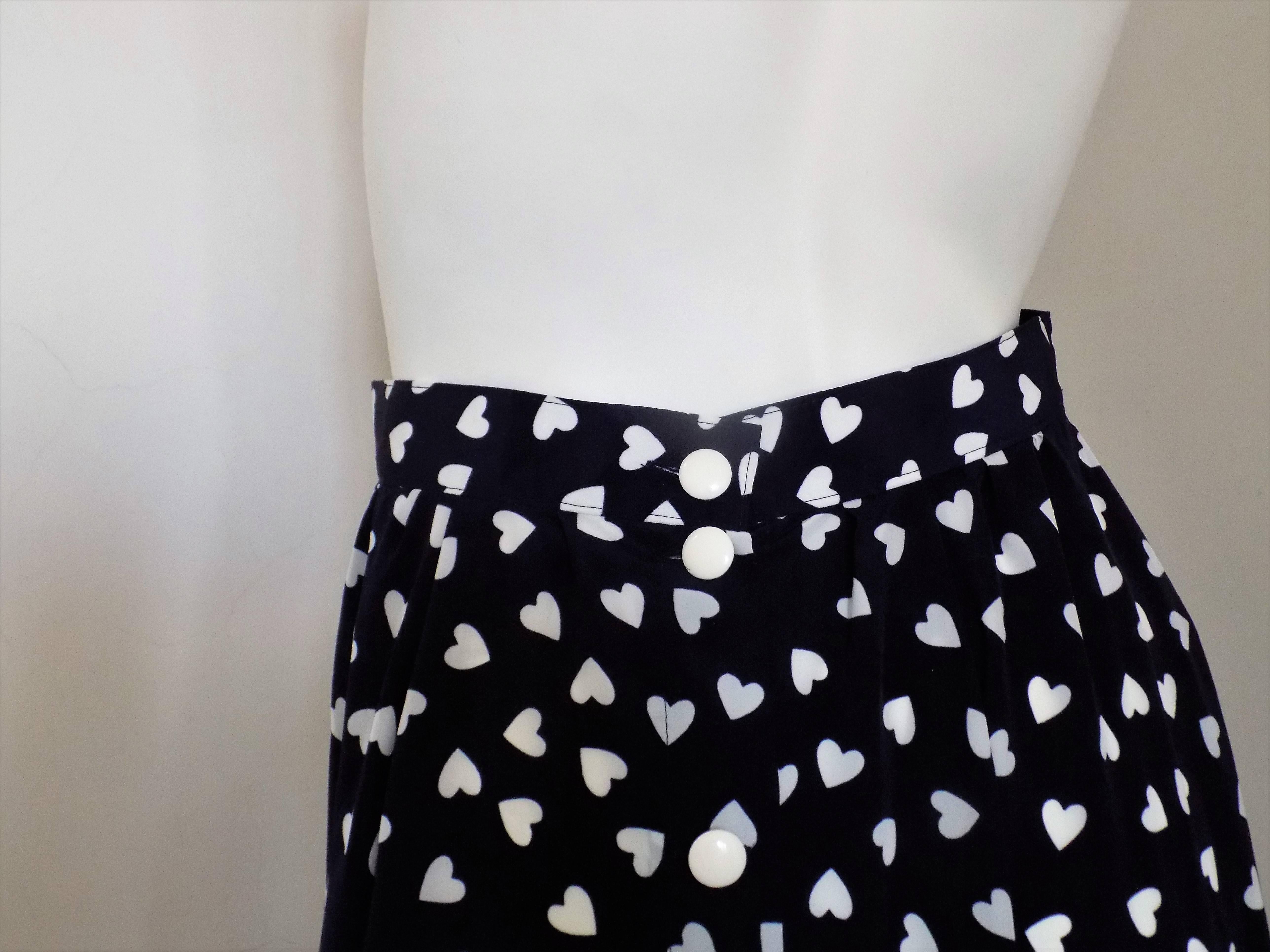 Long Blu white hearts Skirt 1