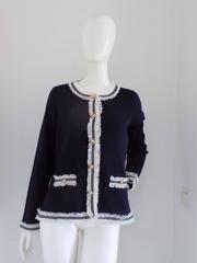 Luisa Spagnoli Vintage Women's Blu Wool Jacket with Gold Tone Buttons