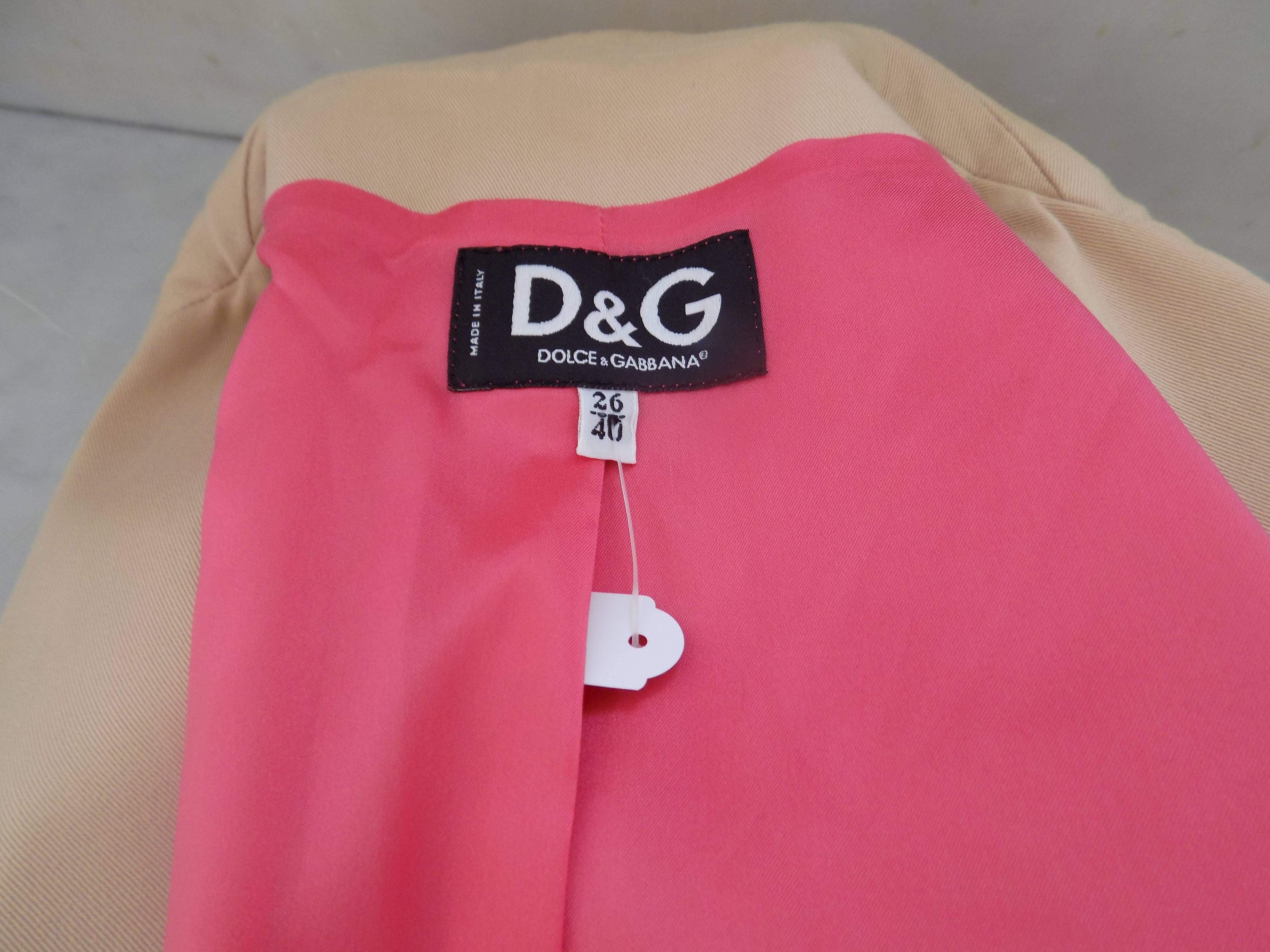 D&G Beije Cotton Jacket In Excellent Condition For Sale In Capri, IT