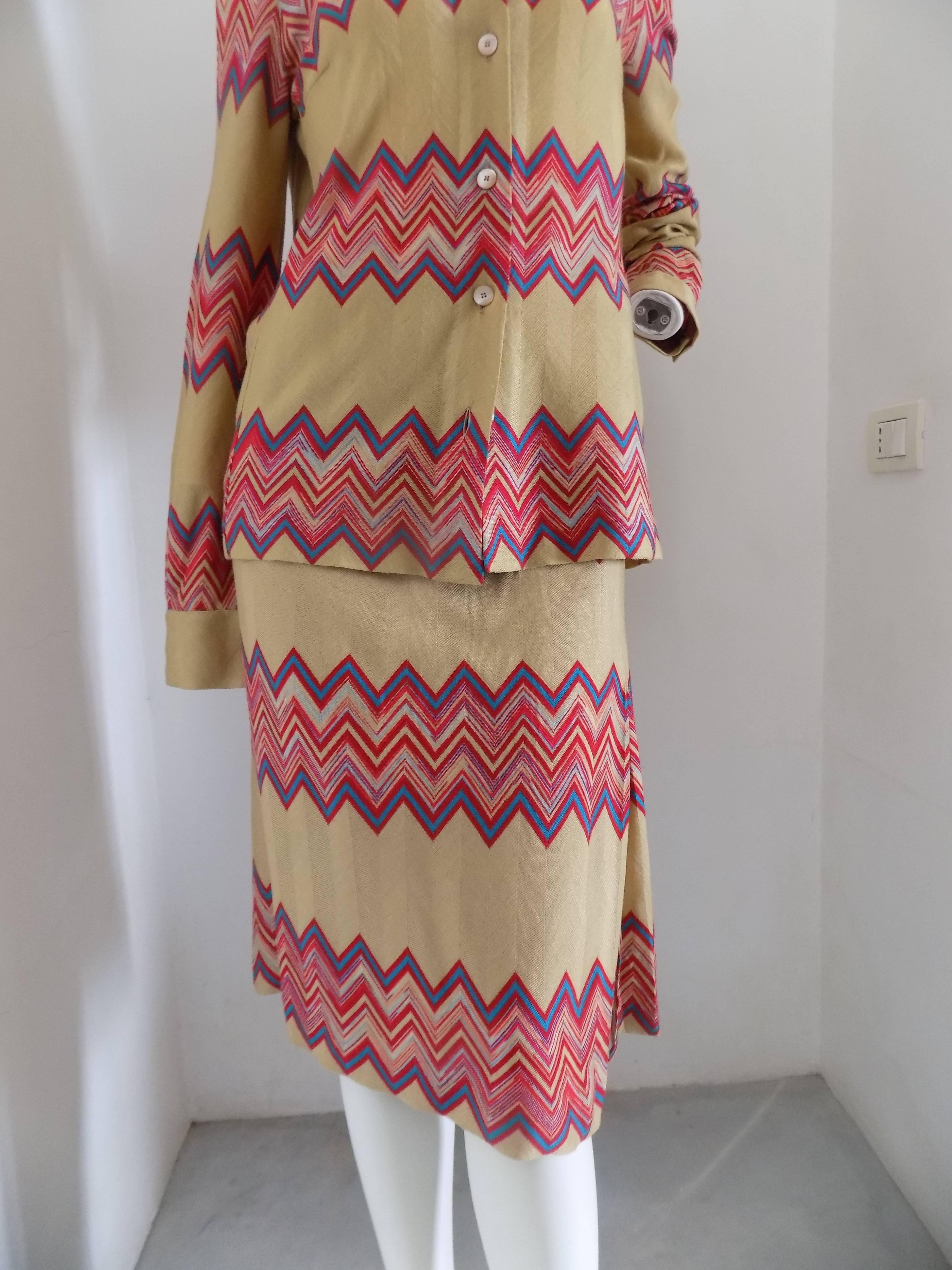 Brown Missoni Multicolour Skirt Suit For Sale