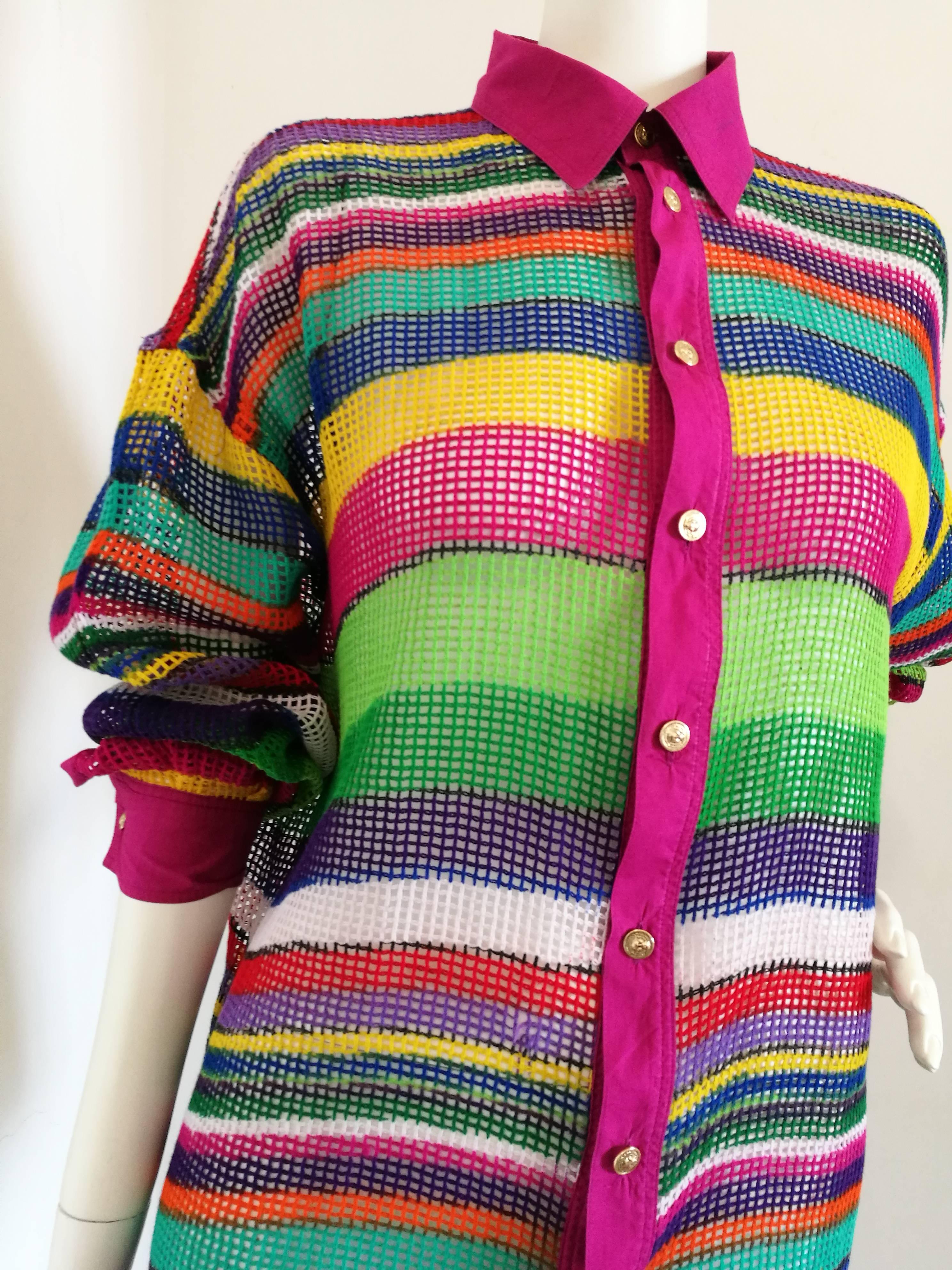 Versus by Gianni Versace multicolour see through Cardigan 
Totally made in italy in italian size range 46
Gold tone hardware bottons