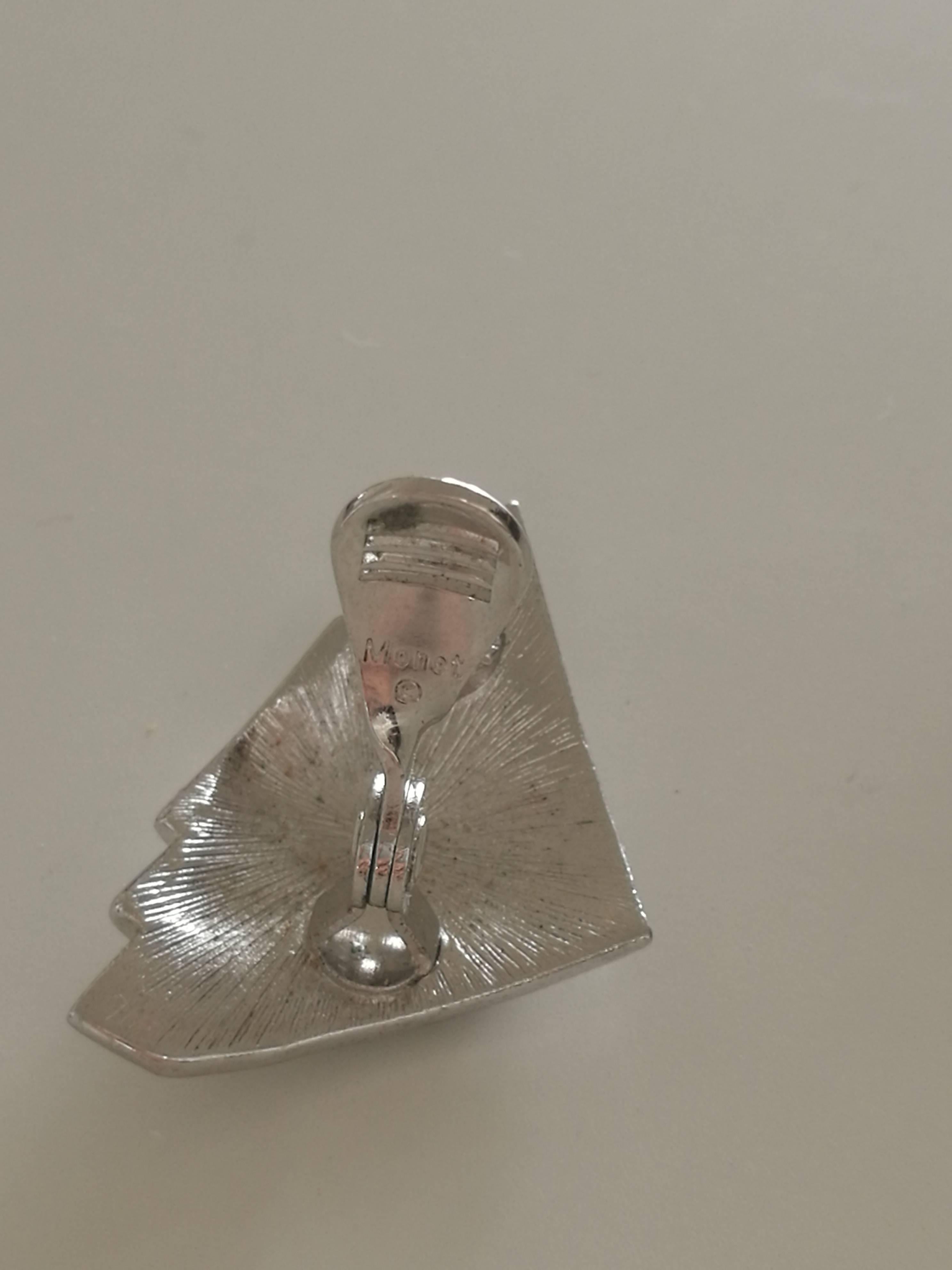 Women's or Men's Monet silver tone clip on earrings
