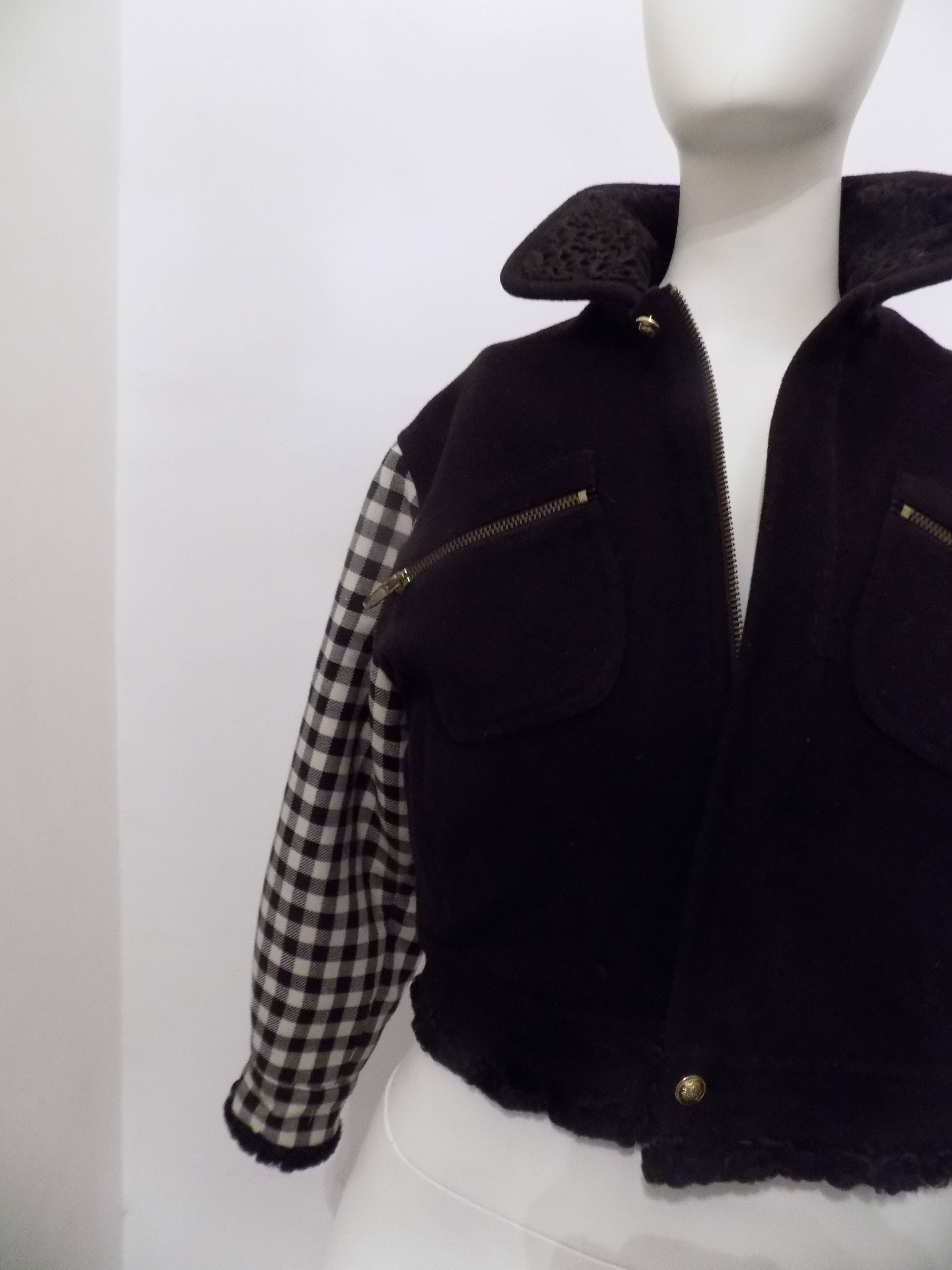 Black Gianni Versace pied de poule black jacket For Sale