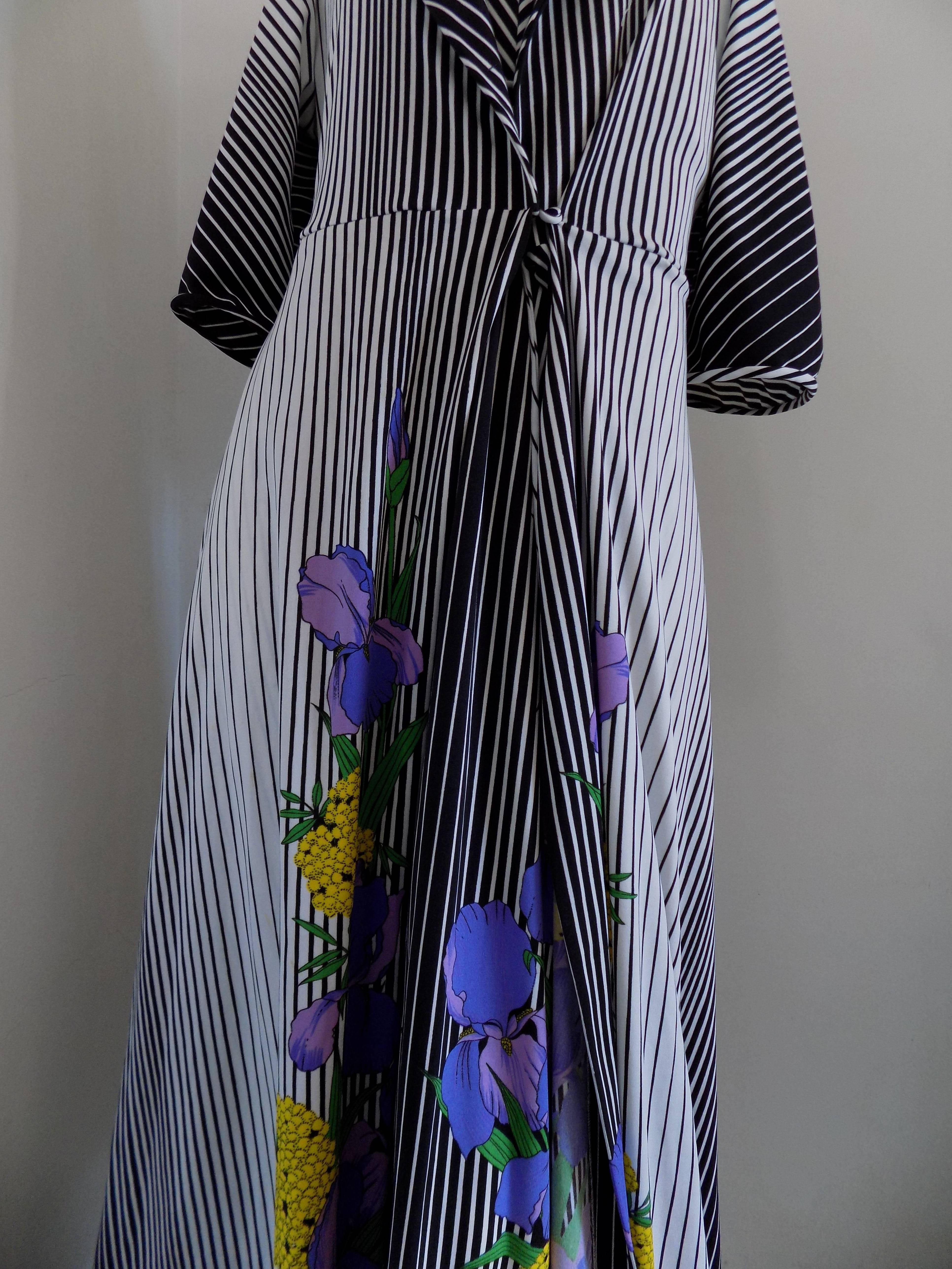 1980s Black and white flowers long dress with jacket