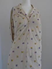 1980s Long Cream with flower Dress