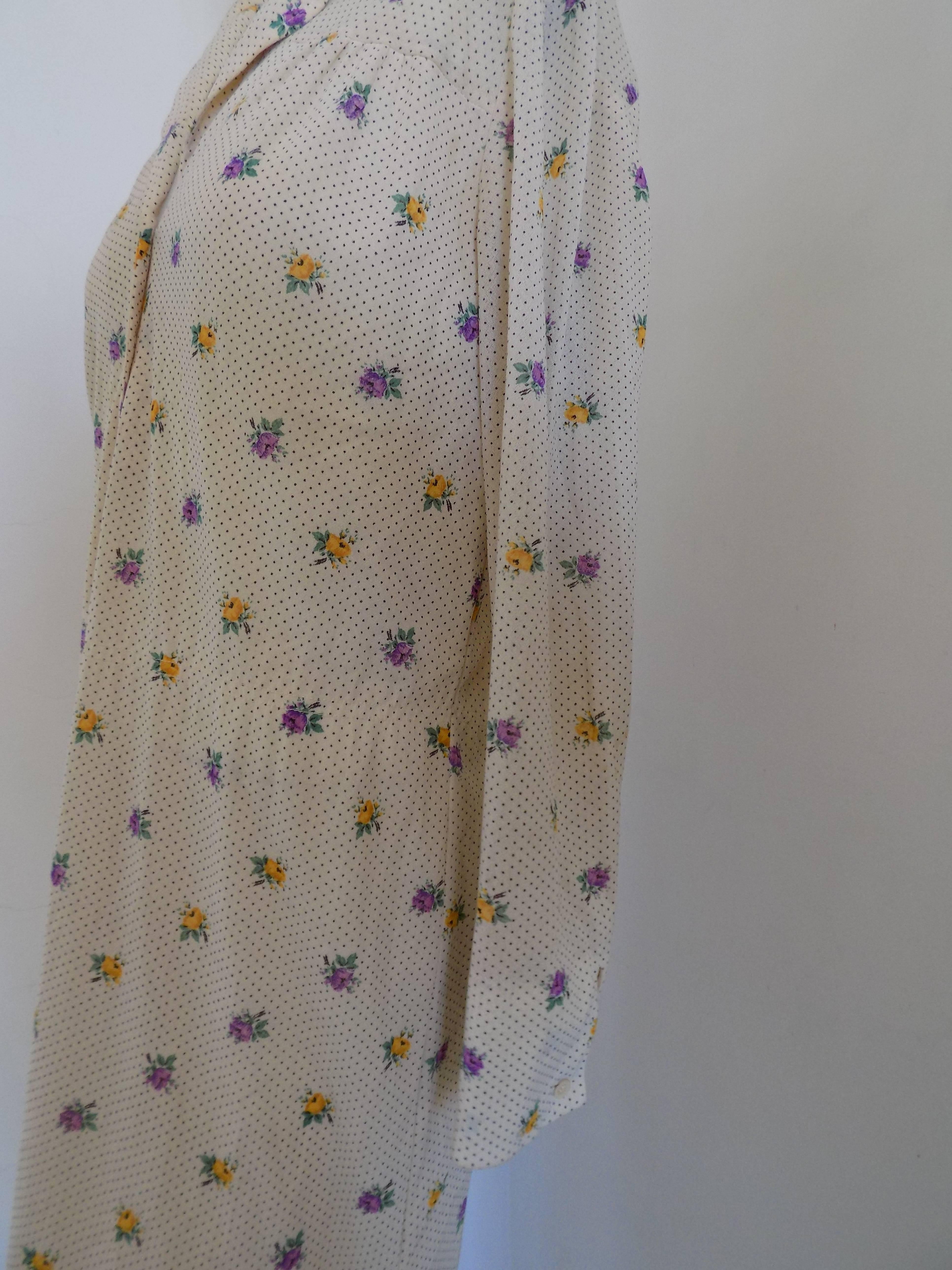 Women's or Men's 1980s Long Cream with flower Dress For Sale