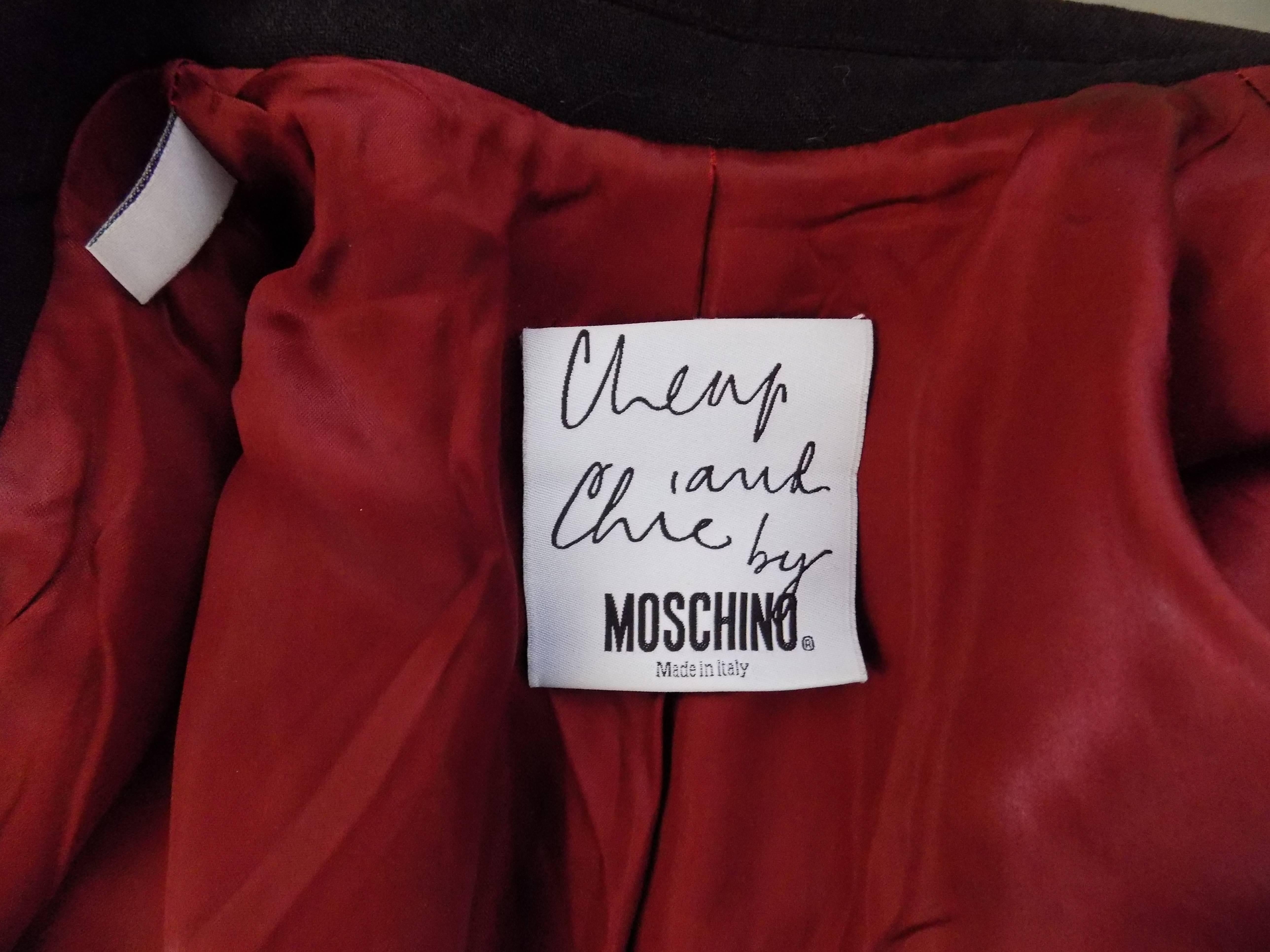 Schwarze lange Moschino-Jacke im Angebot 3