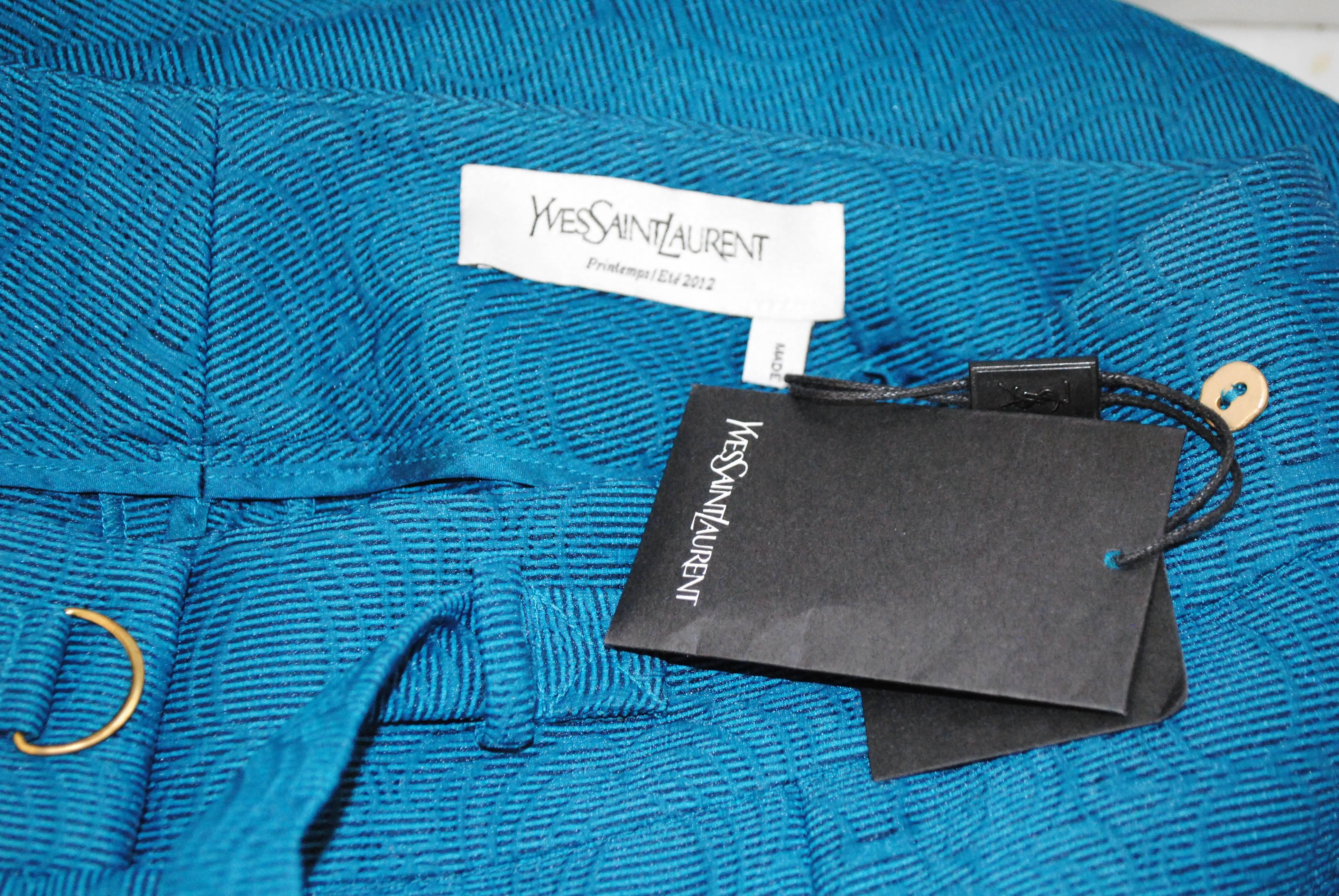 2012 Yves Saint Laurent blu pants NWOT For Sale 2