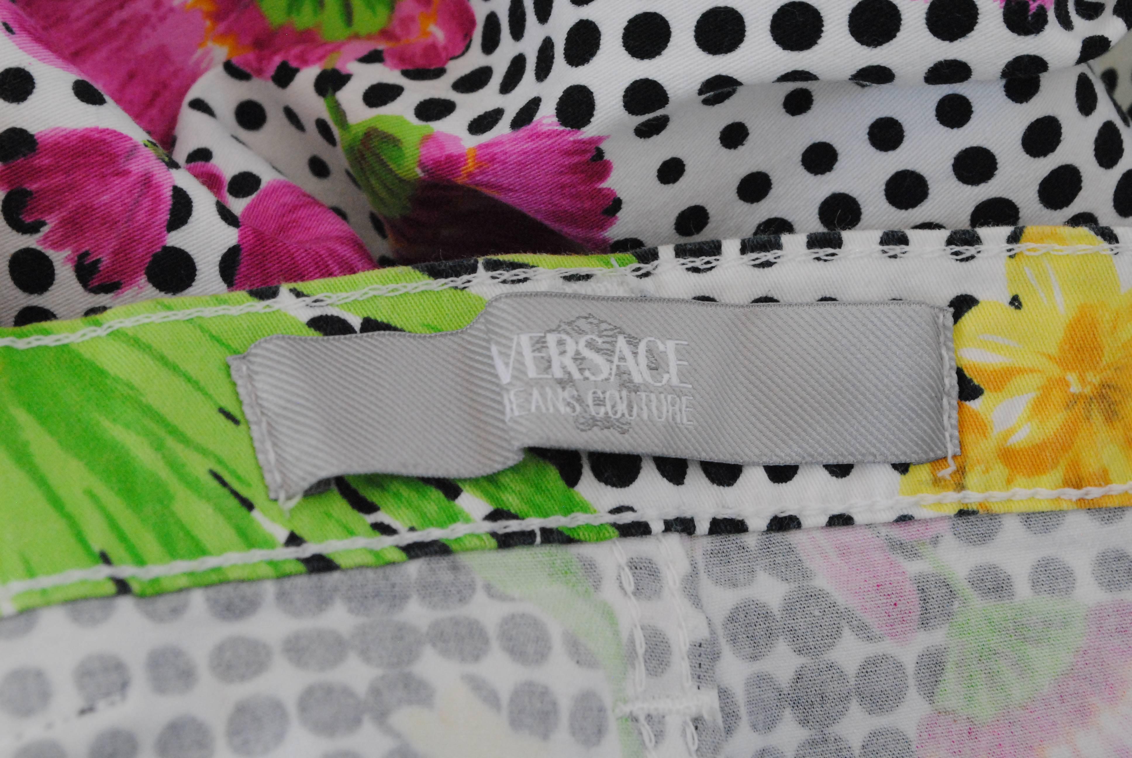 Versace Jeans couture Black and white flower jeans 2