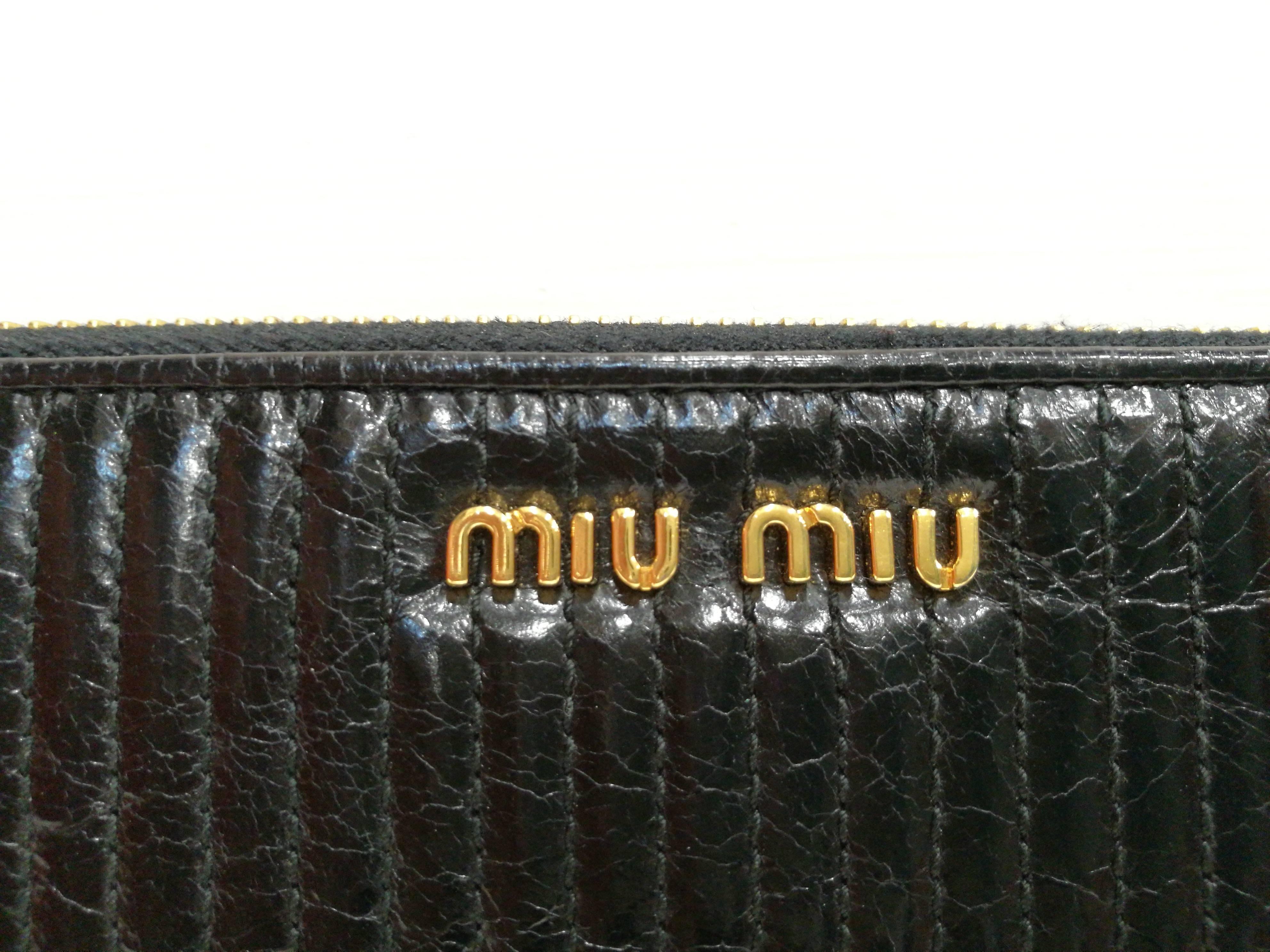 Black Miu Miu black wallet gold tone hardware