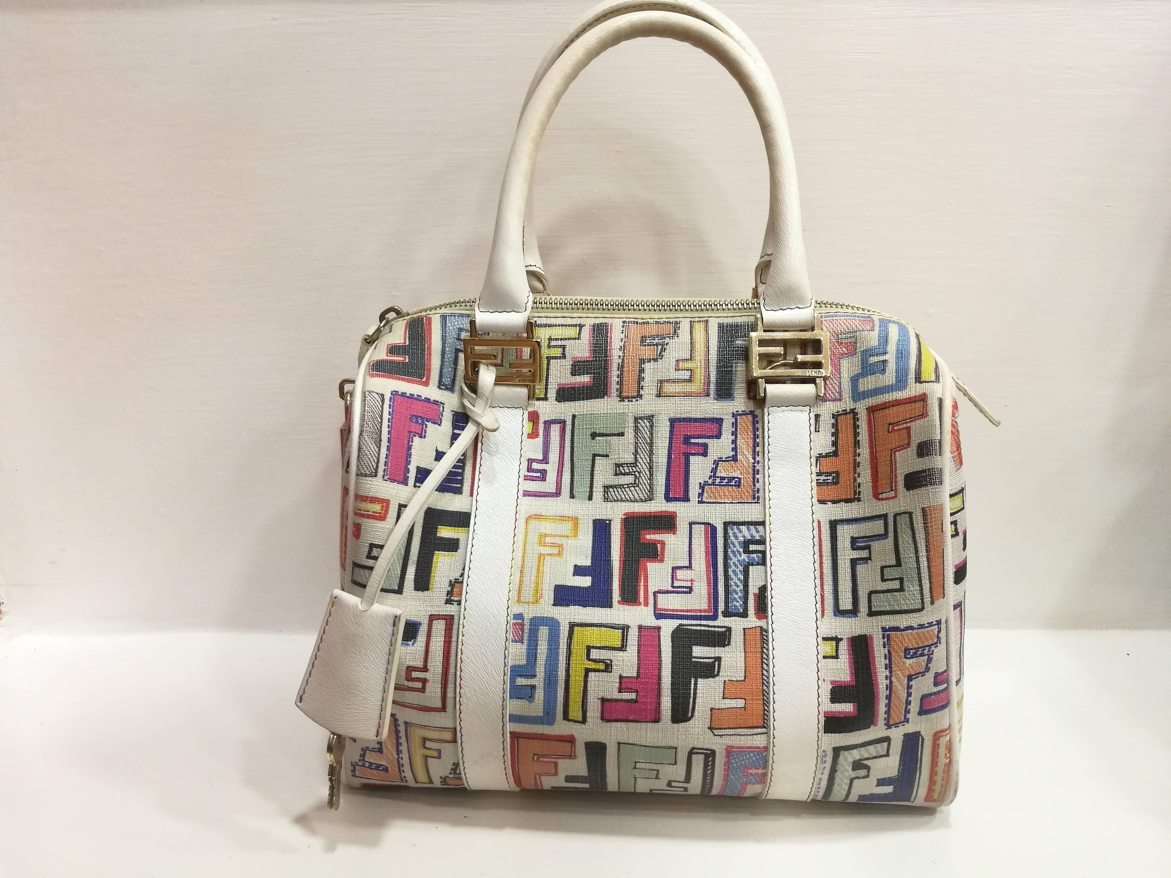 Fendi Rainbow Zucca Boston Bag In Excellent Condition In Capri, IT