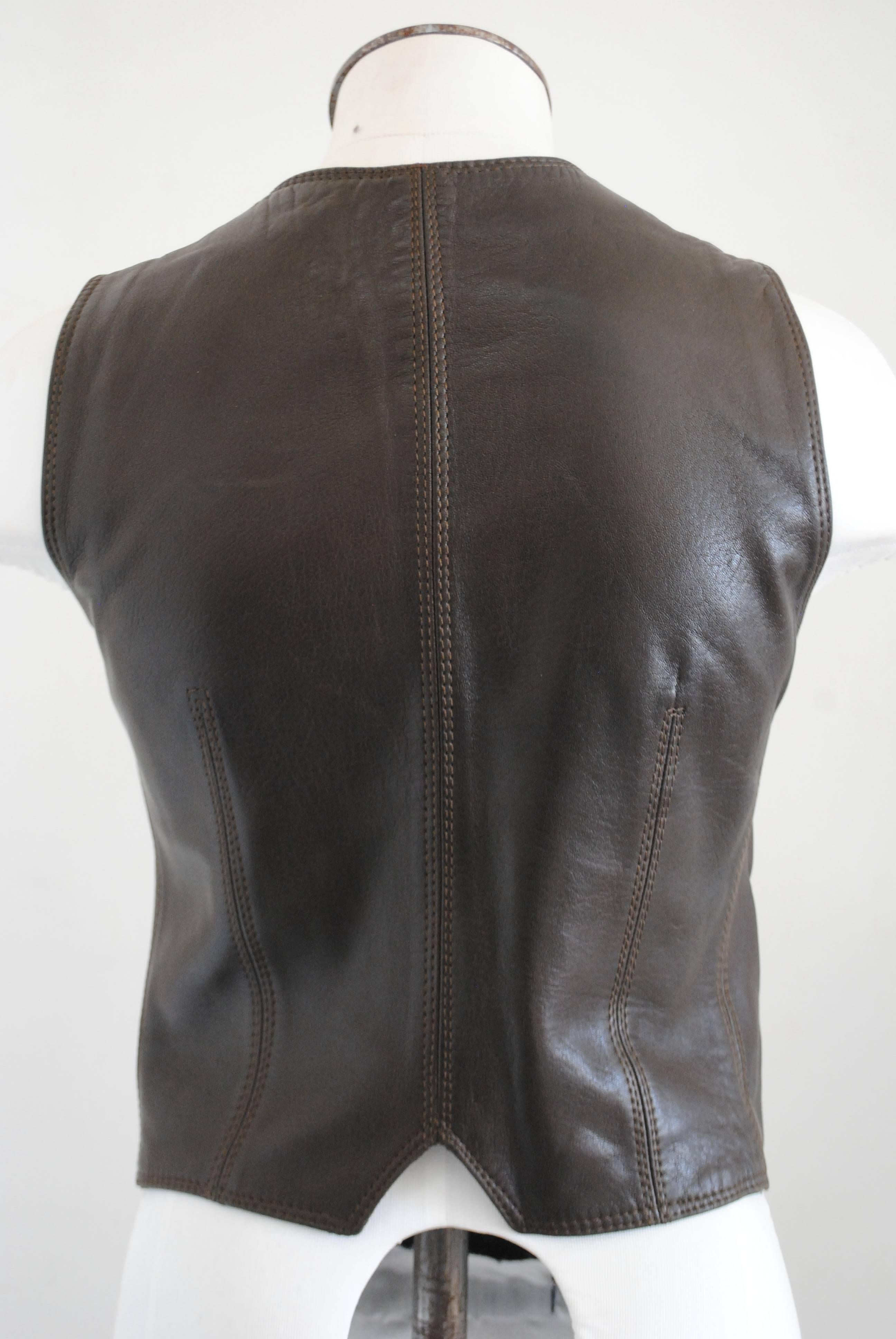 Black Celine brown leather Gilet