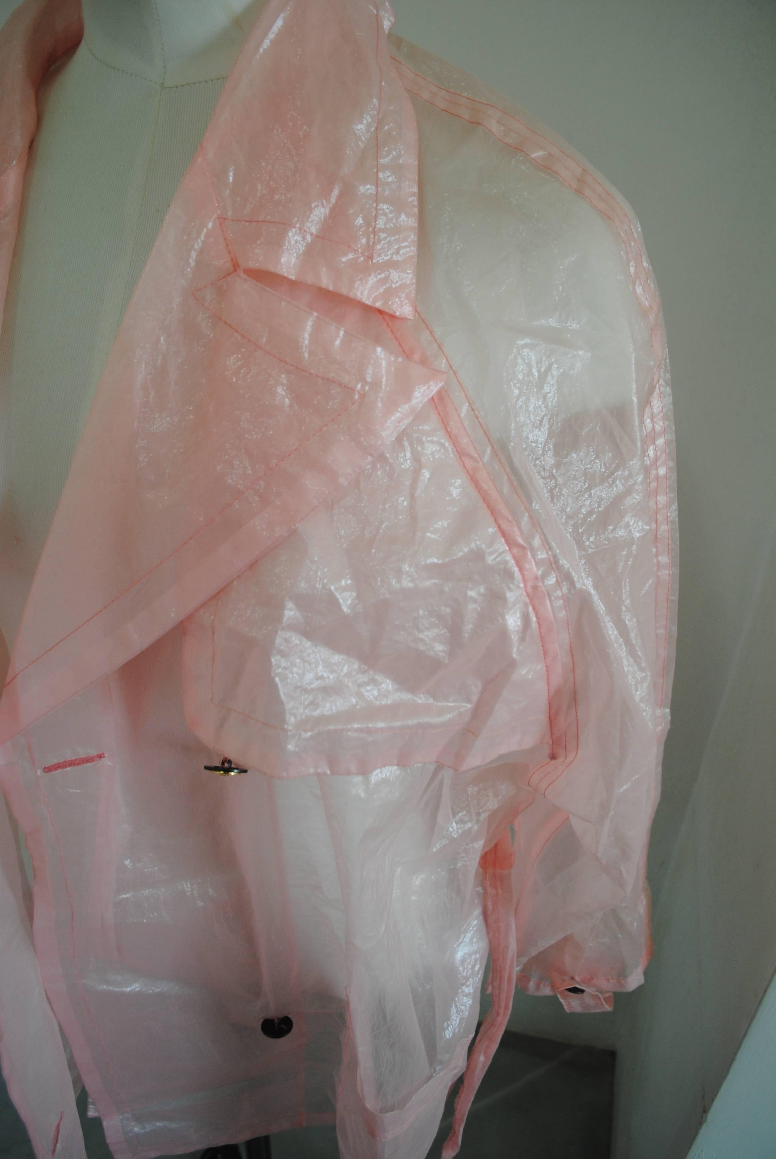 Versace Jeans couture light pink see through raincoat In Excellent Condition In Capri, IT