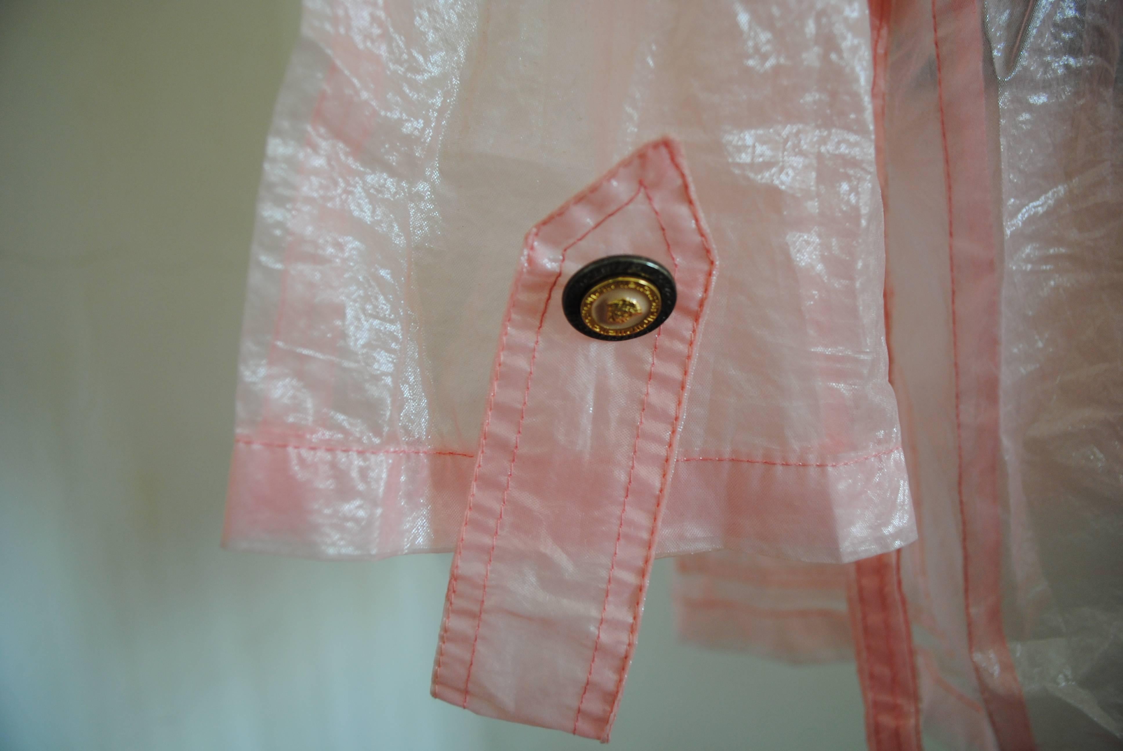 Brown Versace Jeans couture light pink see through raincoat