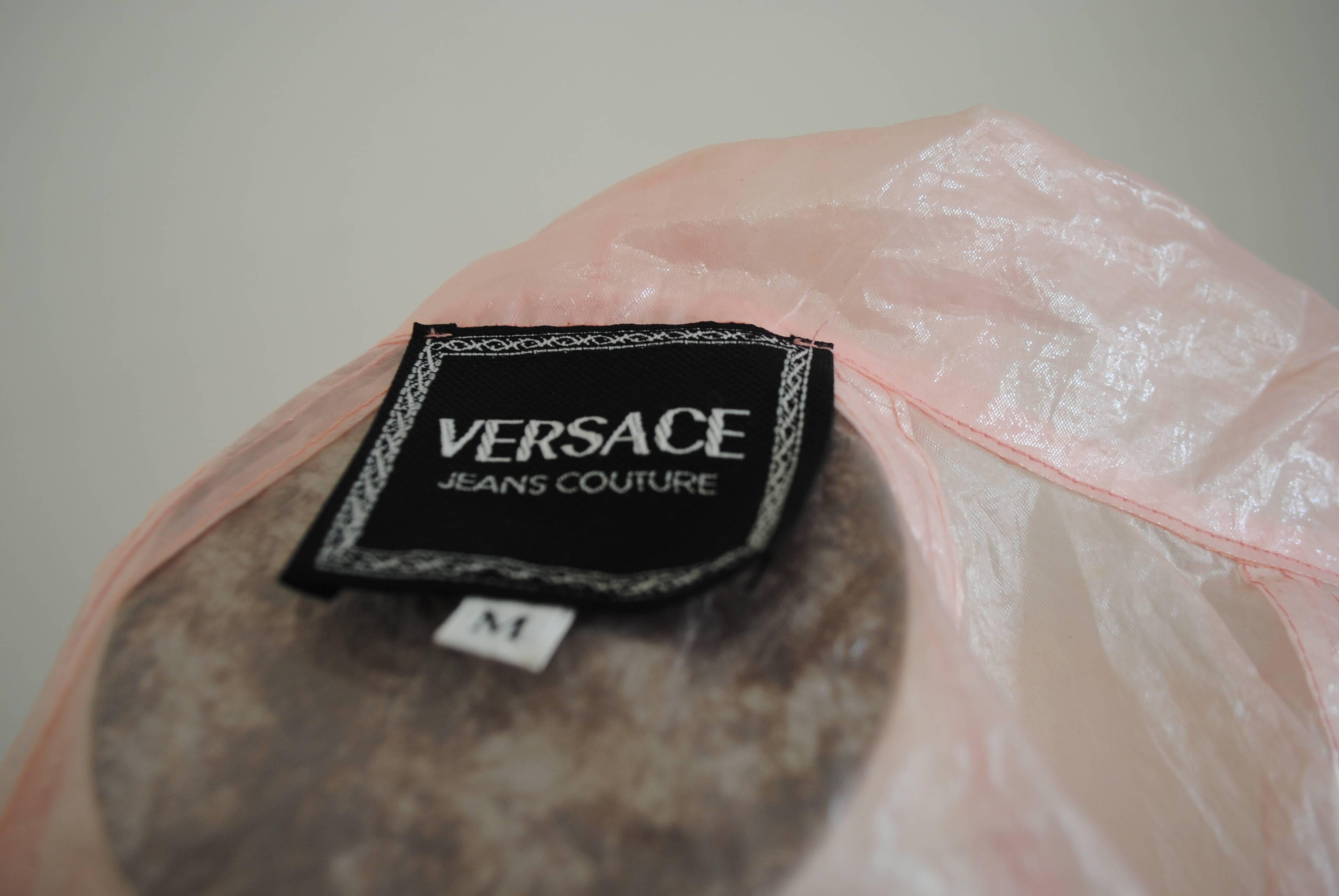 Women's Versace Jeans couture light pink see through raincoat