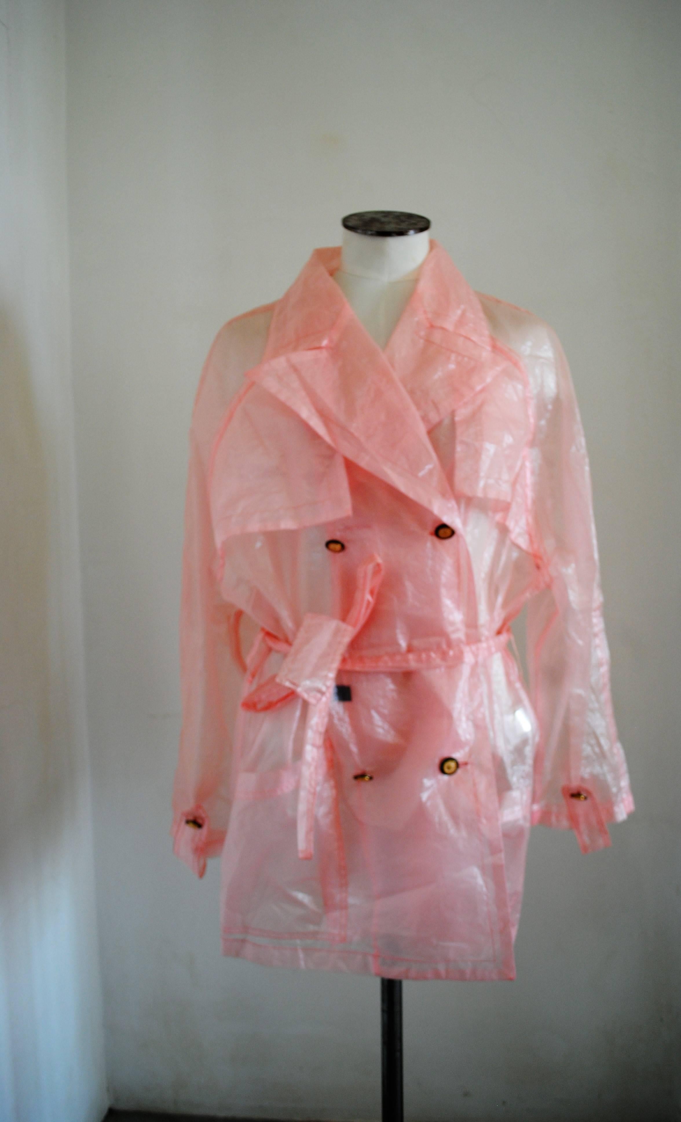 Versace Jeans couture light pink see through raincoat 1