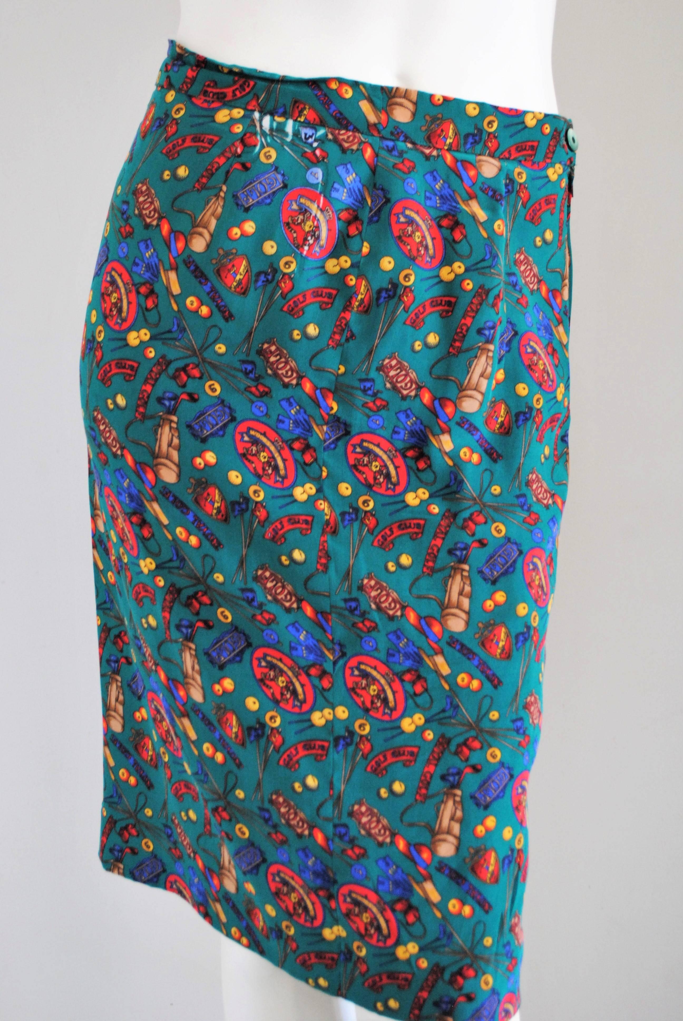 Blue Multicolour Vintage silk skirt