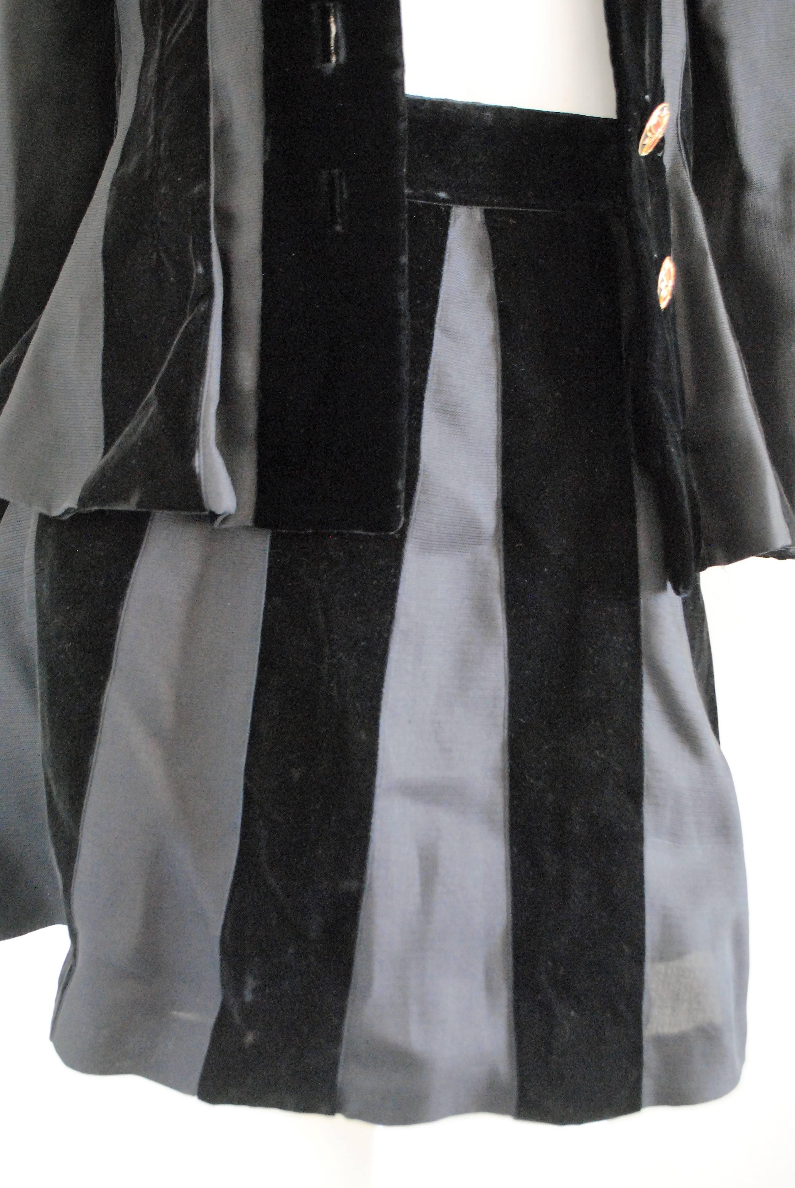 Black Yves Saint Laurent Rive Gauche Skirt Suit