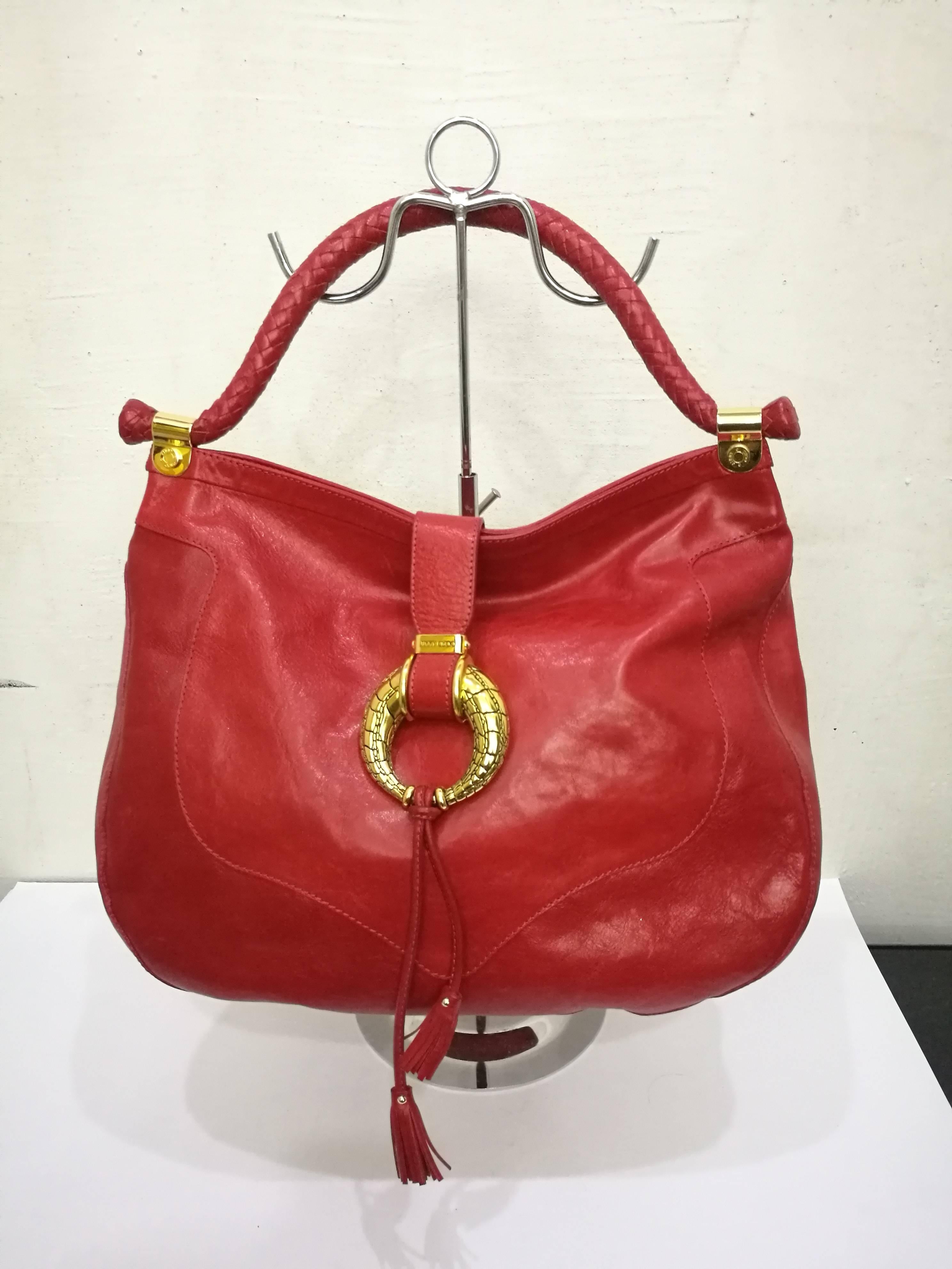 Women's Jimmy Choo Red Leather Gold Hardware Hobo Shoulder Bag
