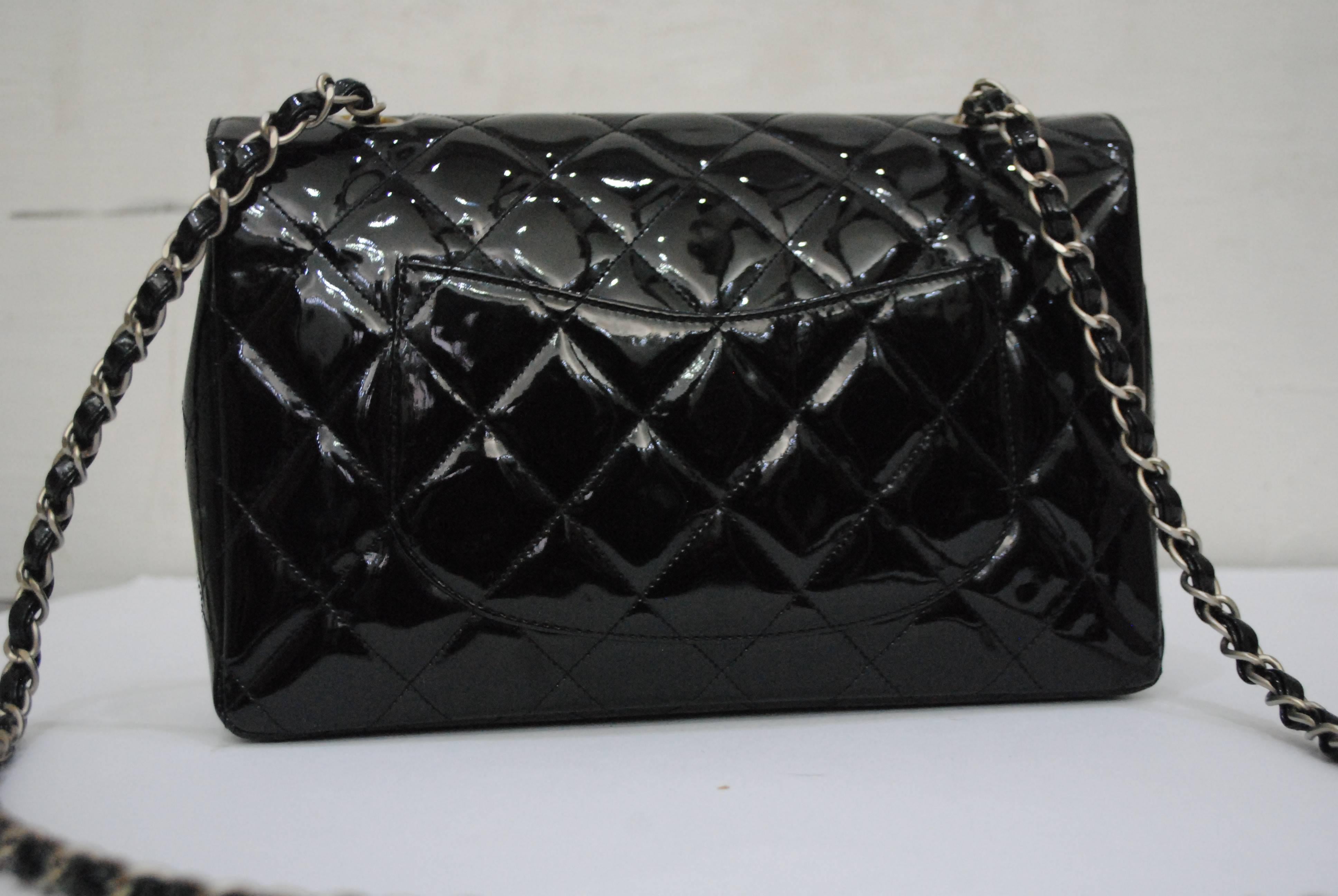 Chanel 2.55 Black Vernis Leather  1
