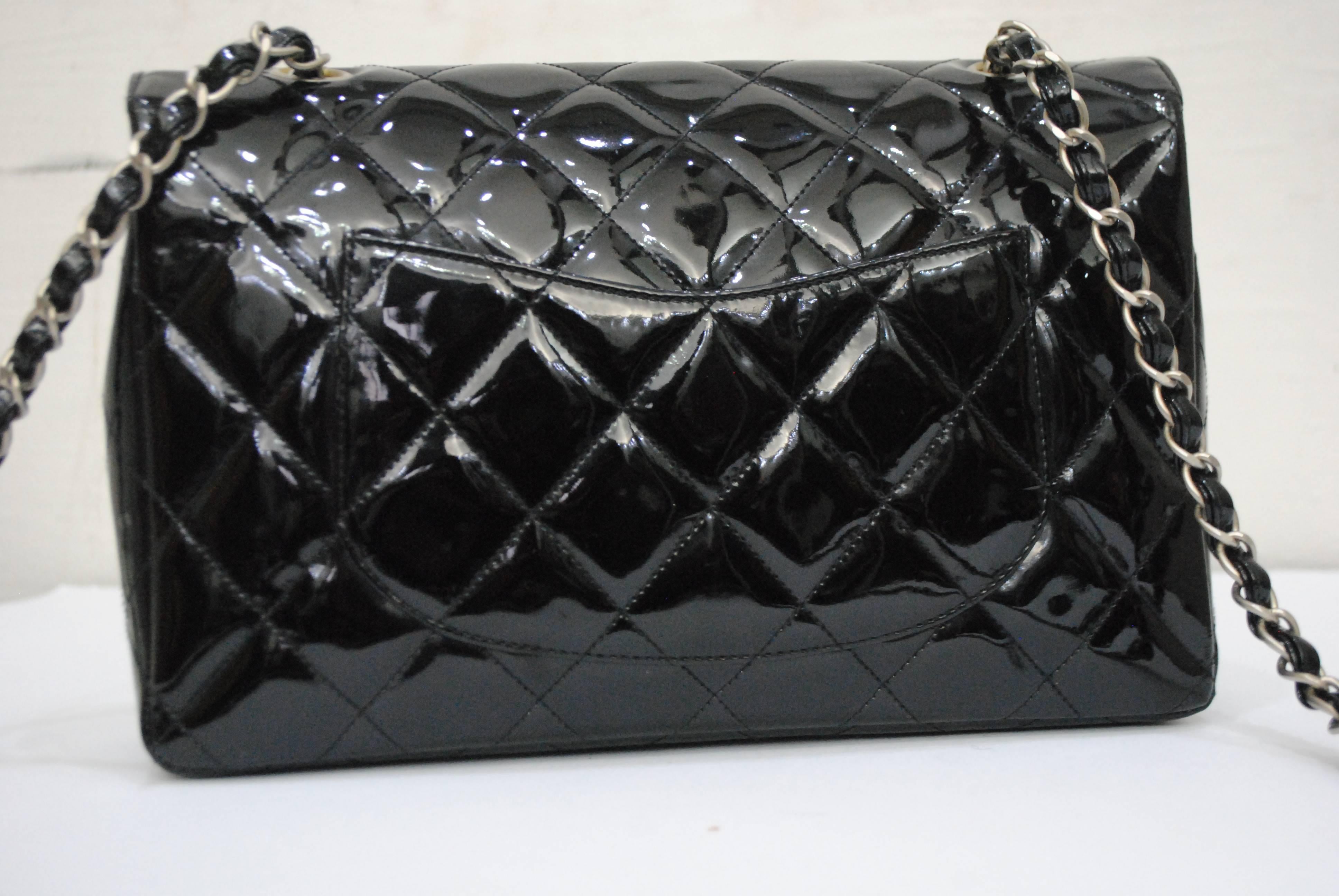 Chanel 2.55 Black Vernis Leather  2