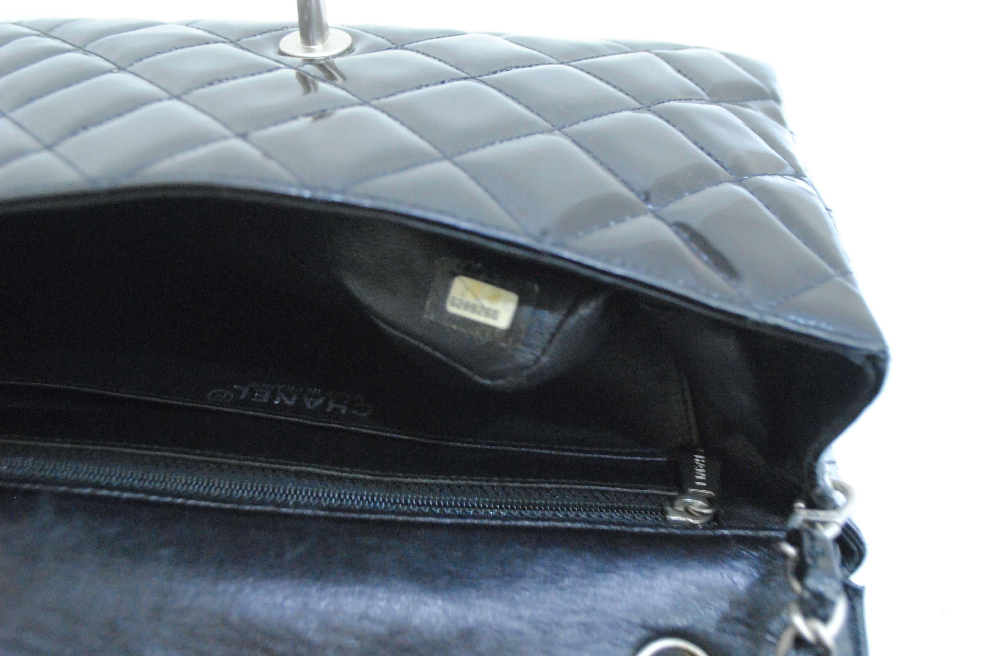 Chanel 2.55 Black Vernis Leather  6